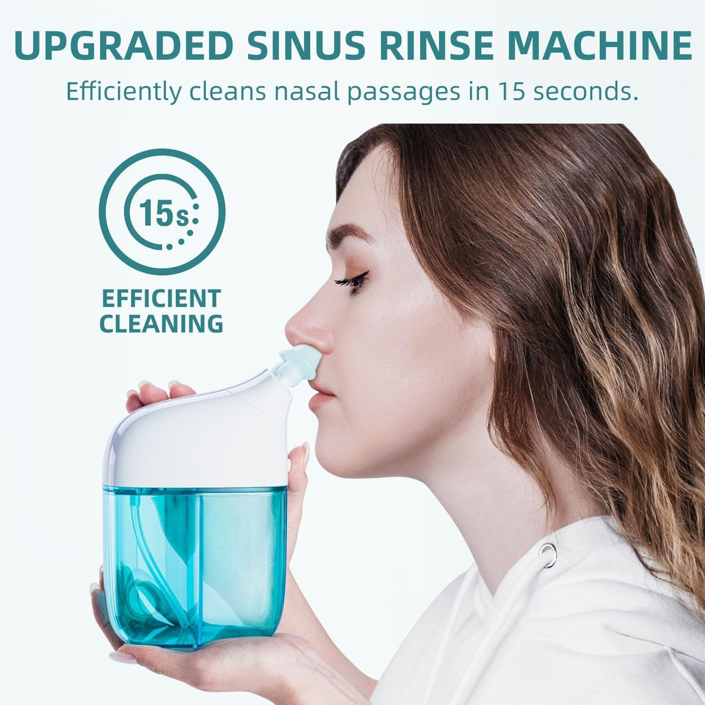 Nasal Irrigation System, Nasal Rinse Machine, Sinus Rinse Machine, Sinus Cleaner Machine with Water Tank & Waste Collection Tank - Nose Cleaner for Sinus,Sinus Adult,Allergy Relief - Blue