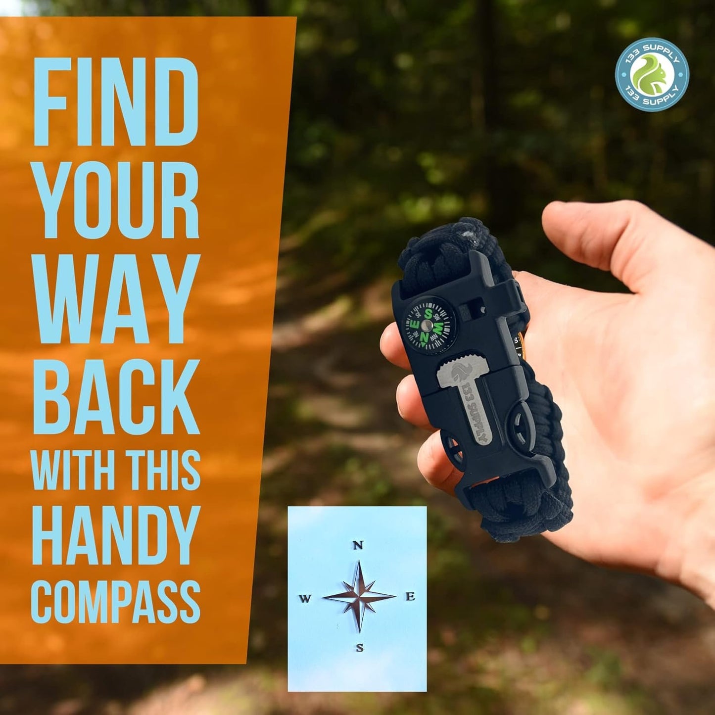 133 Supply Paracord Bracelet Compass Hiking Survival Emergency Whistle Fire Starter Kit Camping Gear Hiking Essentials Fishing Hunting Accessories EDC Backpacking Gear Tactical Survival Gear