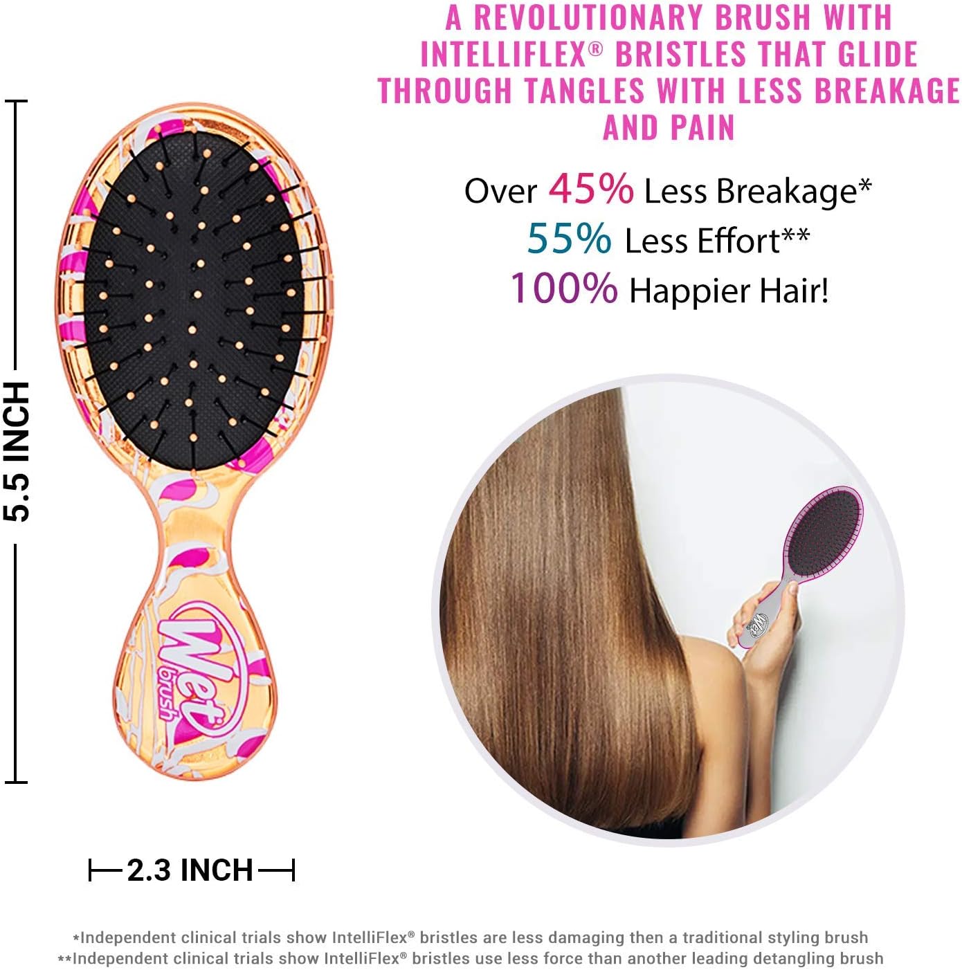 Wet Brush Osmosis Mini Detangler - Shimmering Seaweed - Detangling Travel Hair Brush - Ultra-Soft IntelliFlex Bristles Glide Through Tangles with Ease - Protects Against Split Ends and Pain-Free