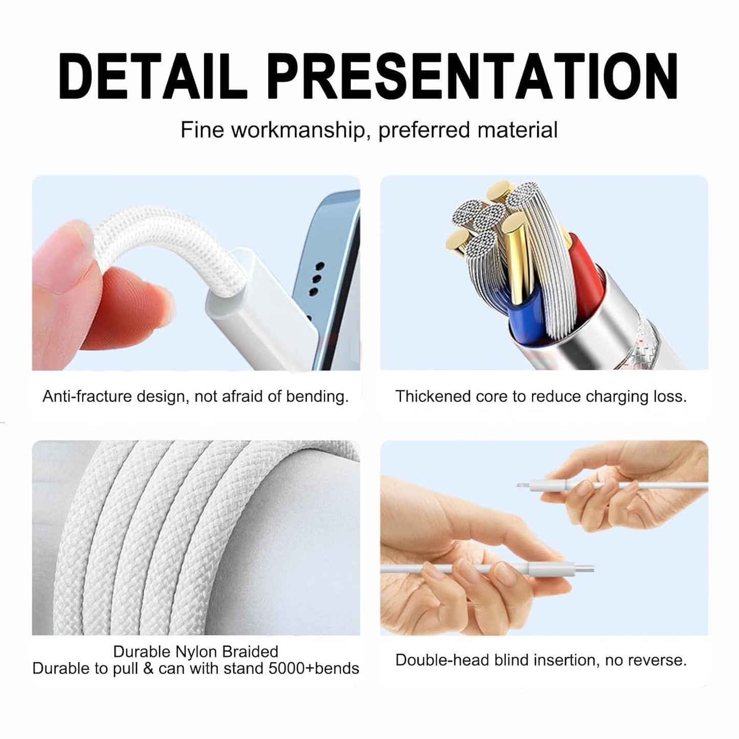 3m iPhone USB C to USB C Woven Cable for iPhone 15/16, 15/16 Plus, 15/16 Pro Max, 20W Fast Charger Cable for AirPods 4, AirPods Pro(2nd Generation) Wireless Earbuds Charging Cord Lead Power Adapter