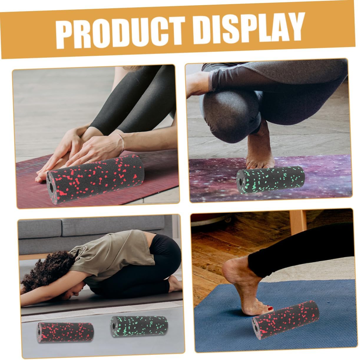 ibasenice 4 Pezzi Mini colonna yoga Accessori yoga massaggiante in sughero massaggio a colonna a rulli per l'esercizio di rilassamento muscolare del corpo epp