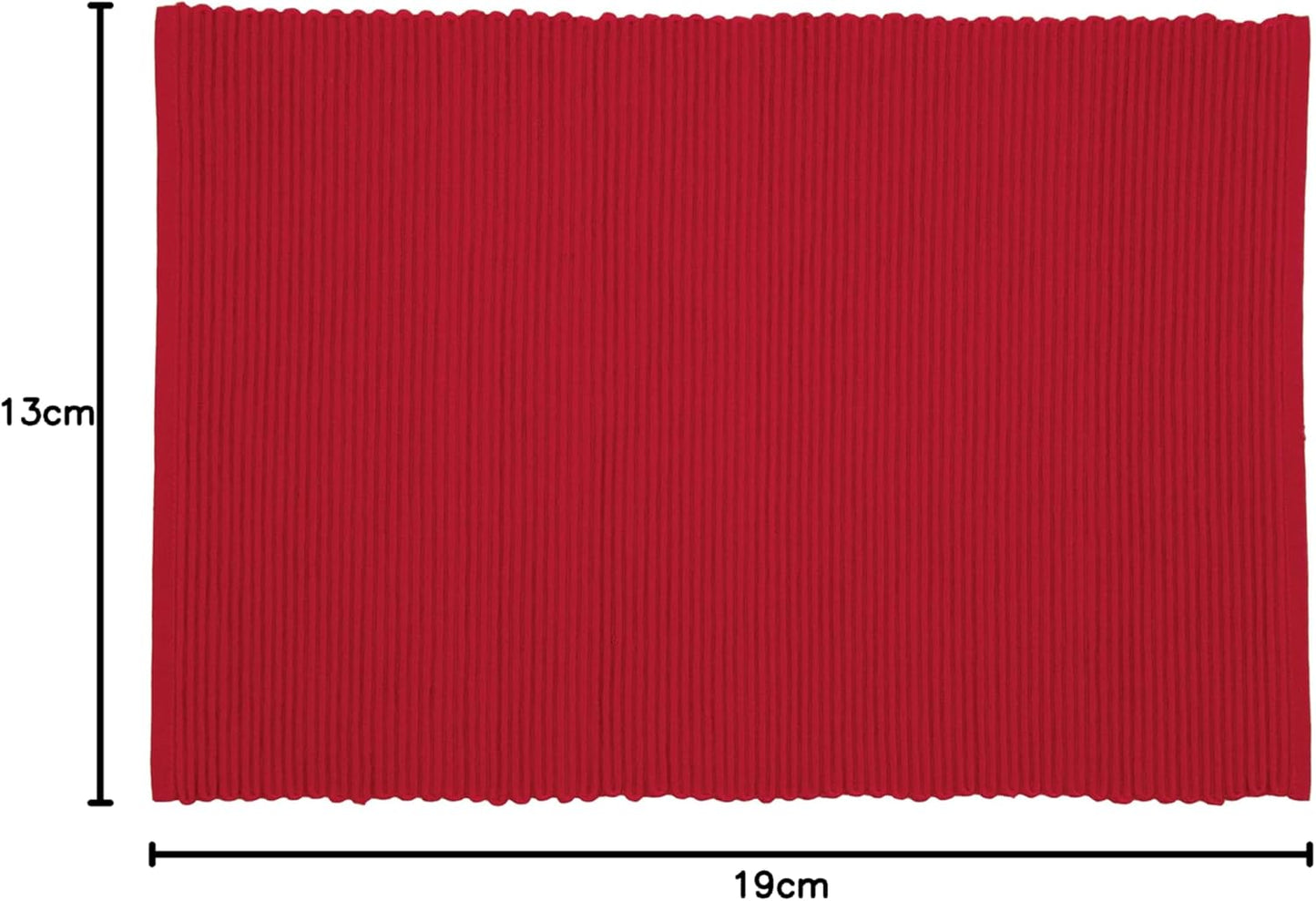 Now Designs Spectrum Placemats Ribbed Cotton, Chili Red, 19x13 inches, Set of 4, (901495aa)