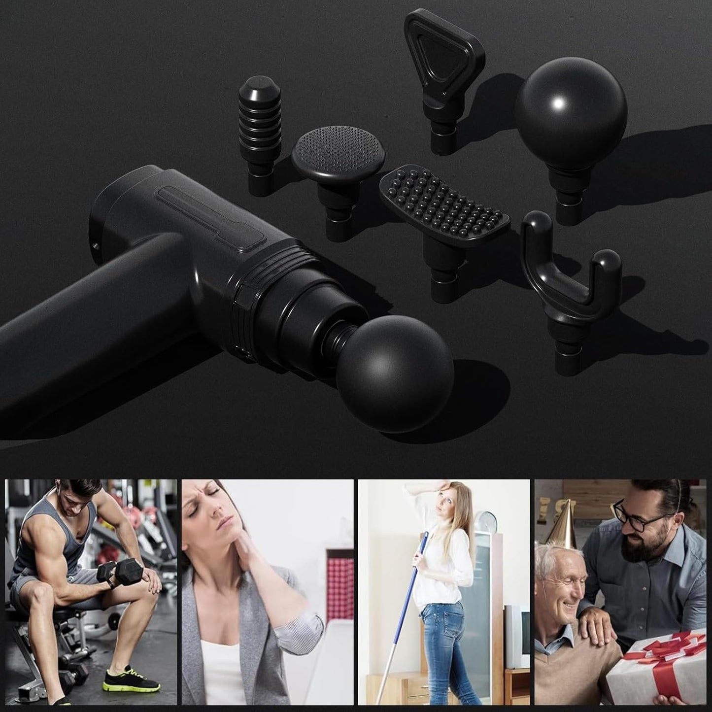 LINGTENG Portable Massage Gun With Carry Case, Deep Tissue Type-C Charging, Gifts
