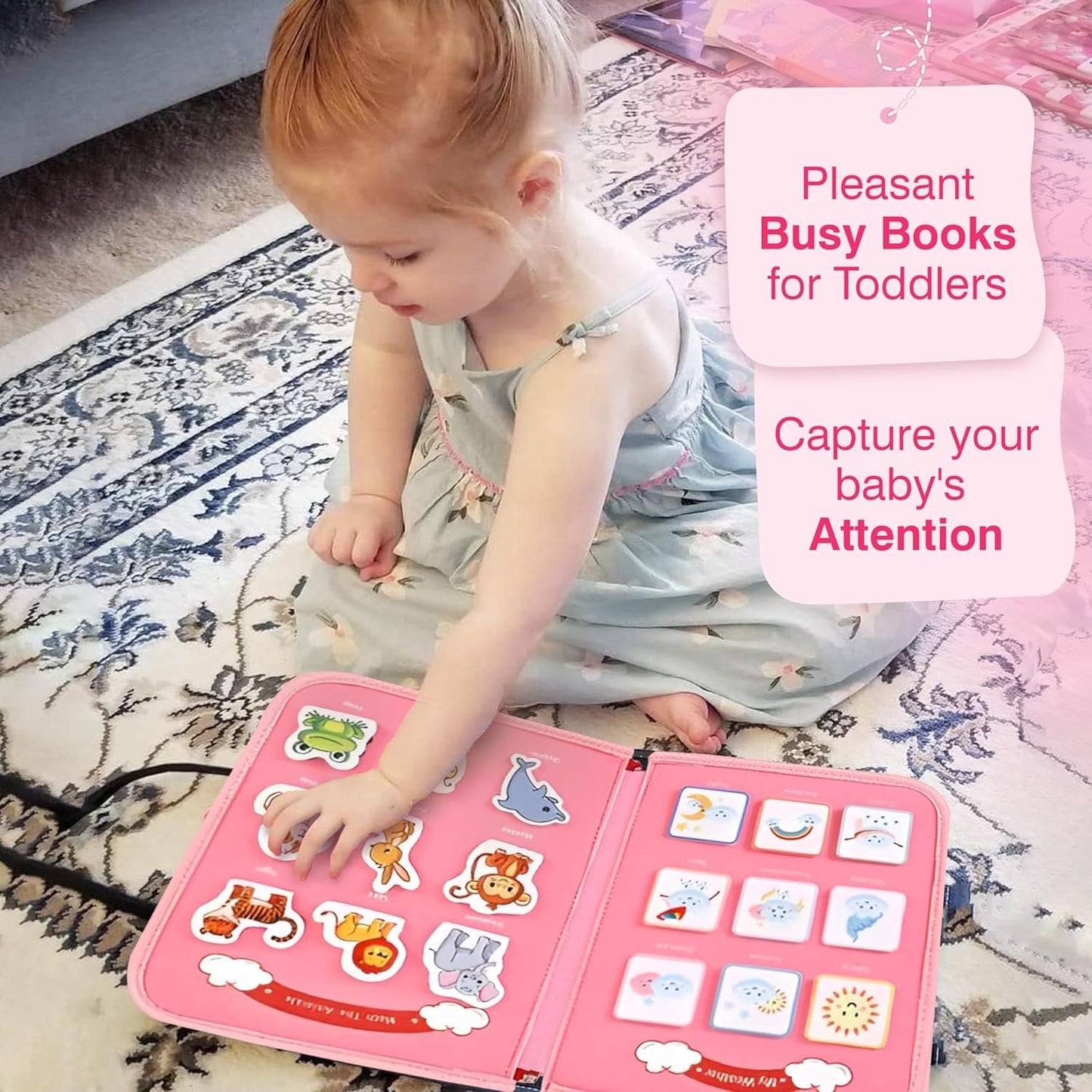 ZuuCrawns Montessori Busy Board Travel Toys for Toddlers 1-3 for Plane - Preschool Learning & Education Toys for 3 Year Old boy & Girl - Sensory Busy Book with Zipper & 3 Detachable Page