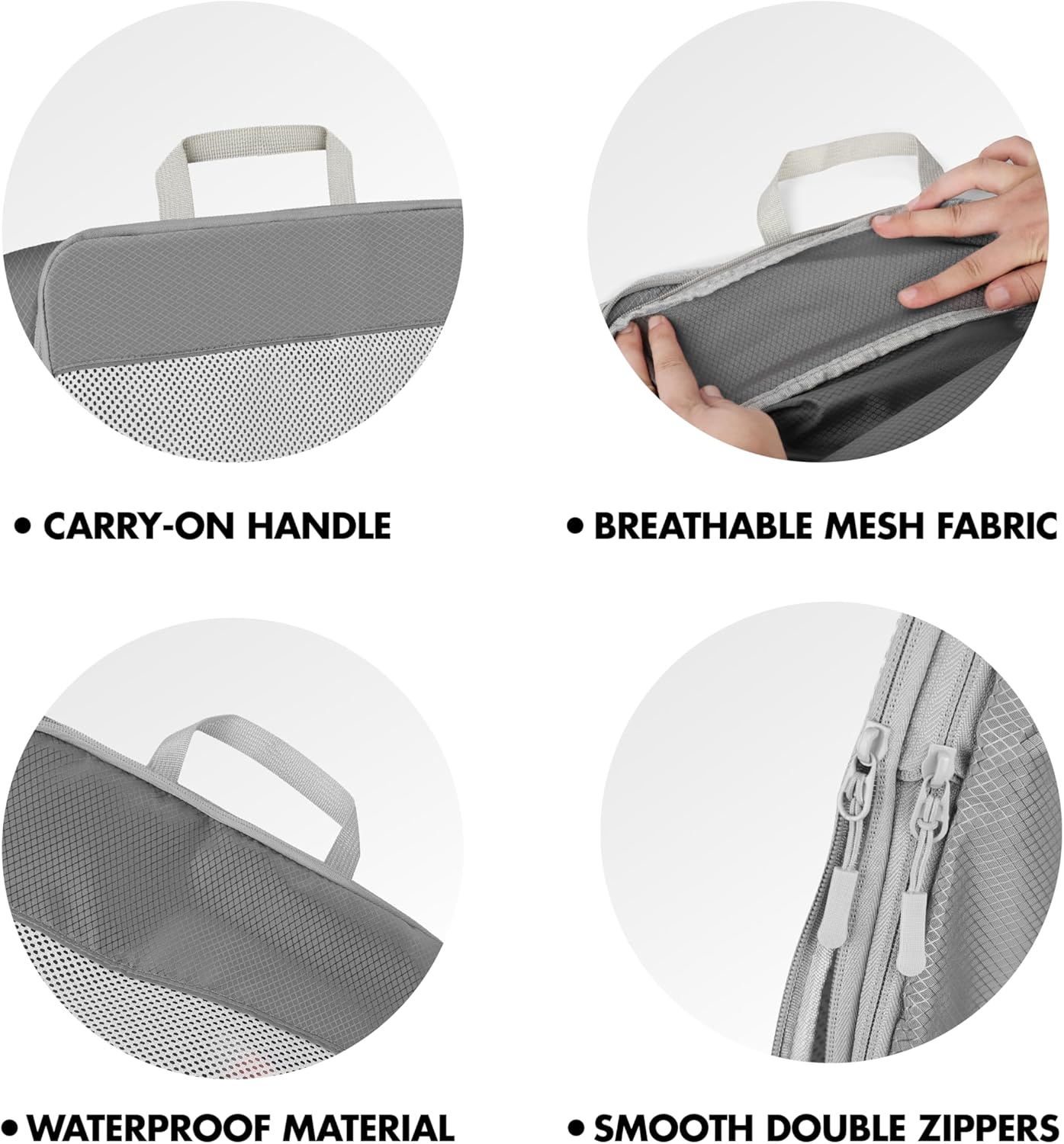 Compression Packing Cubes Set of 9 Ultra Light Expandable Travel Organizer for Hand Luggage Storage Cubes Waterproof Travel Cubes for Suitcases (Grey)