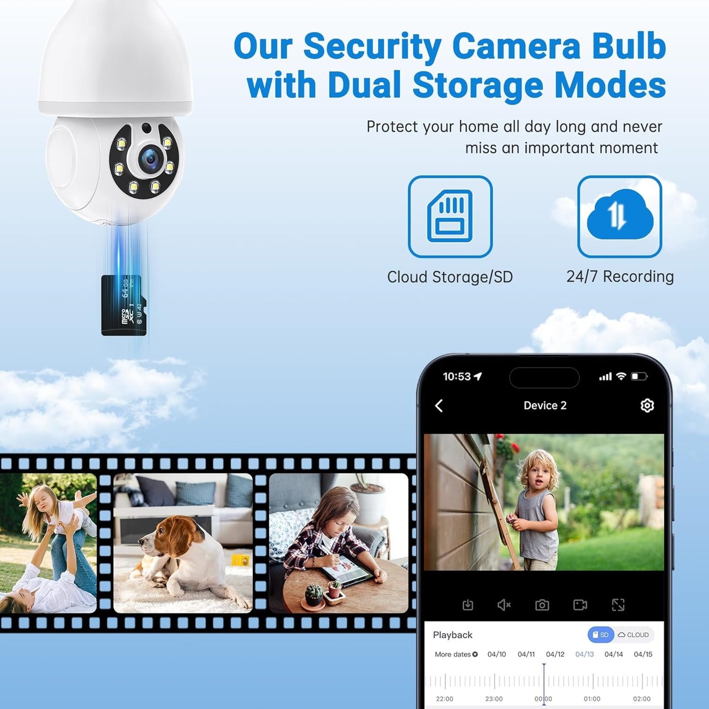 Light Bulb Security Camera 5G/2.4G,WiFi Bulb Security Cameras Wireless Outdoor, 2K Light Bulb Camera, AI Motion Detection Cameras for Home Security Outdoor,Smart Security Camera Compatible with Alexa