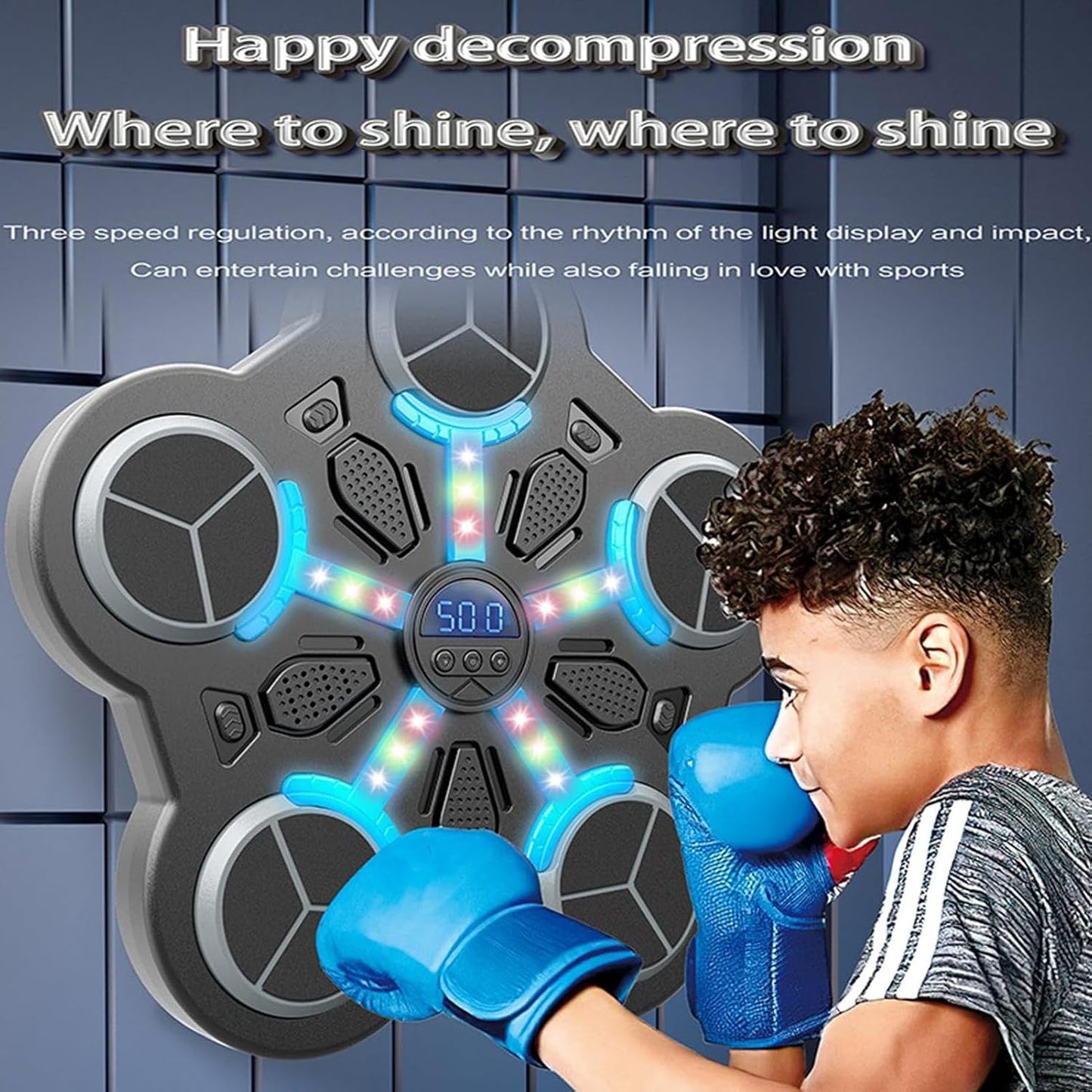 Fitness Punch Machine, Light-Up Punch Trainer, Boxing Workout Machine, Multipurpose Punching Trainer, Wall Mounted Boxing, Adjustable Wall Punch, Boxing Training Gear, High-Tech Boxing Machine, Punchi
