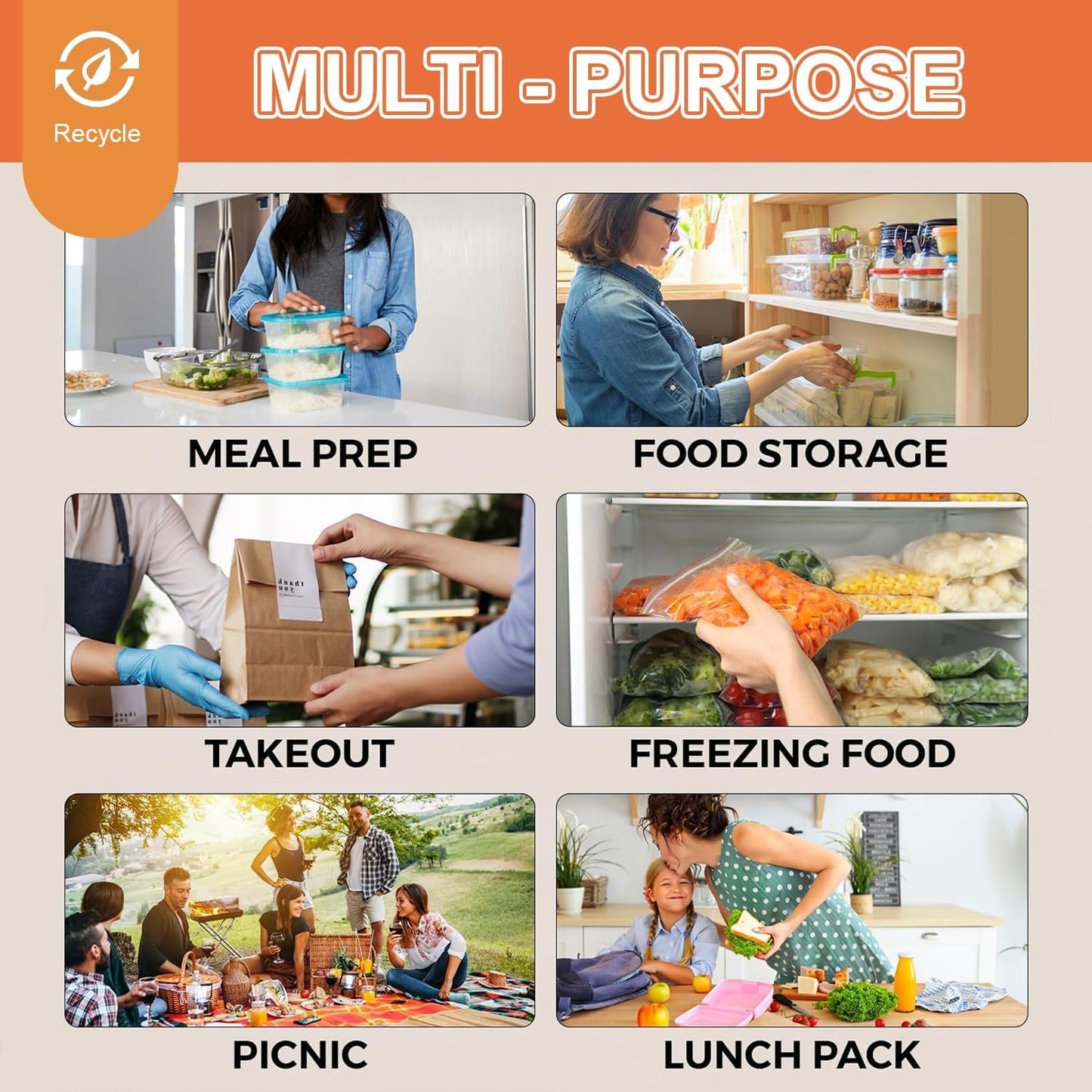 10 Pack Meal Prep Containers, 32 oz Food Storage Container with Lid, Lunch box Reusable, Plastic containers BPA Free Take-Out Box Microwave Dishwasher Freezer Safe