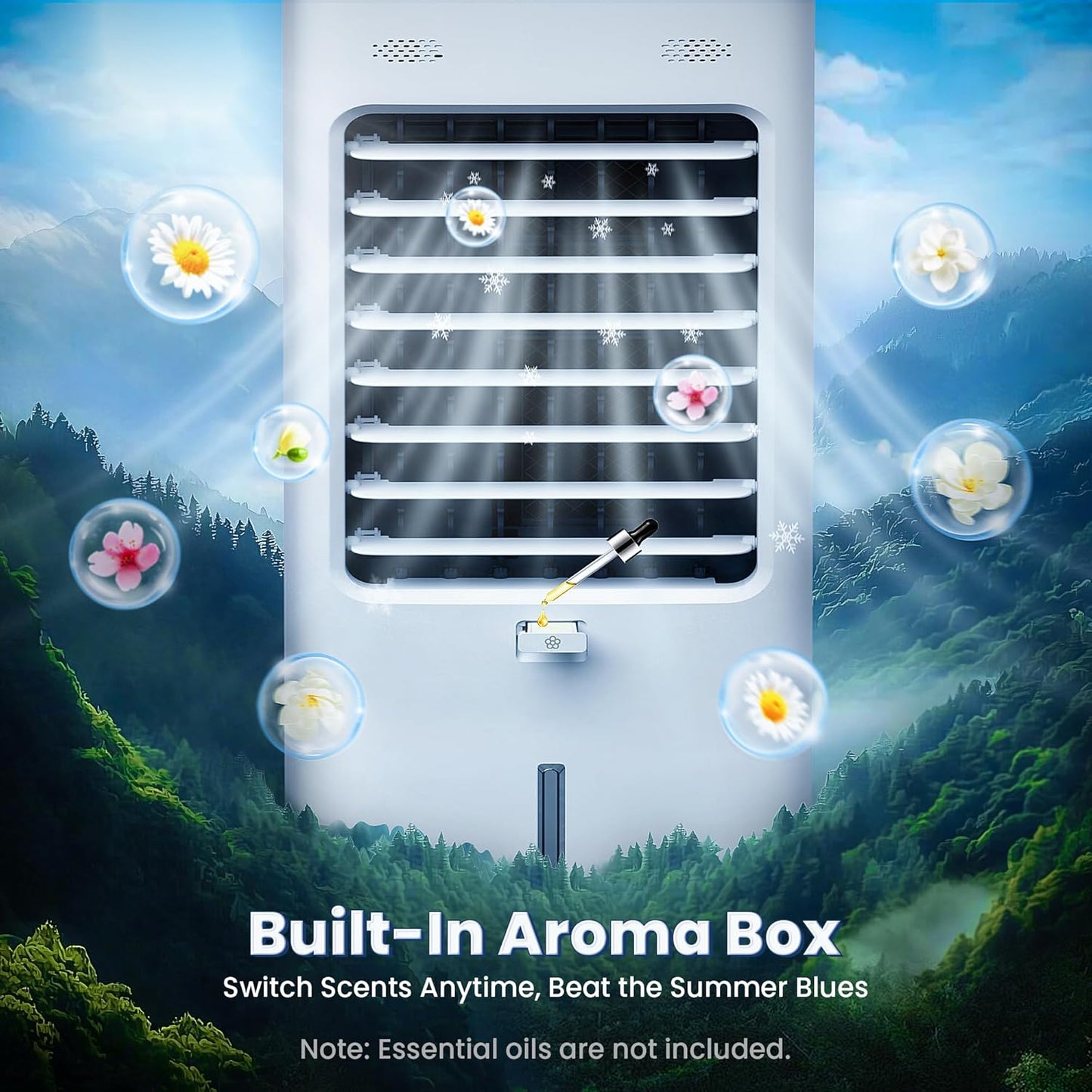30IN Windowless Portable Air Conditioners, Evaporative Air Cooler with Aroma Box, 3IN1 Ductless&Ventless Indoor Swamp Cooler for Room, 3 Modes&3 Speeds, 1.65Gal Tank, Remote, No Hose No Windows Needed