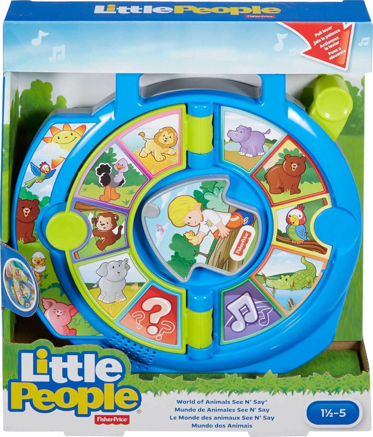 Fisher-Price Little People Toddler Learning Toy World of Animals See ‘n Say with Music and Sounds for Ages 18+ Months