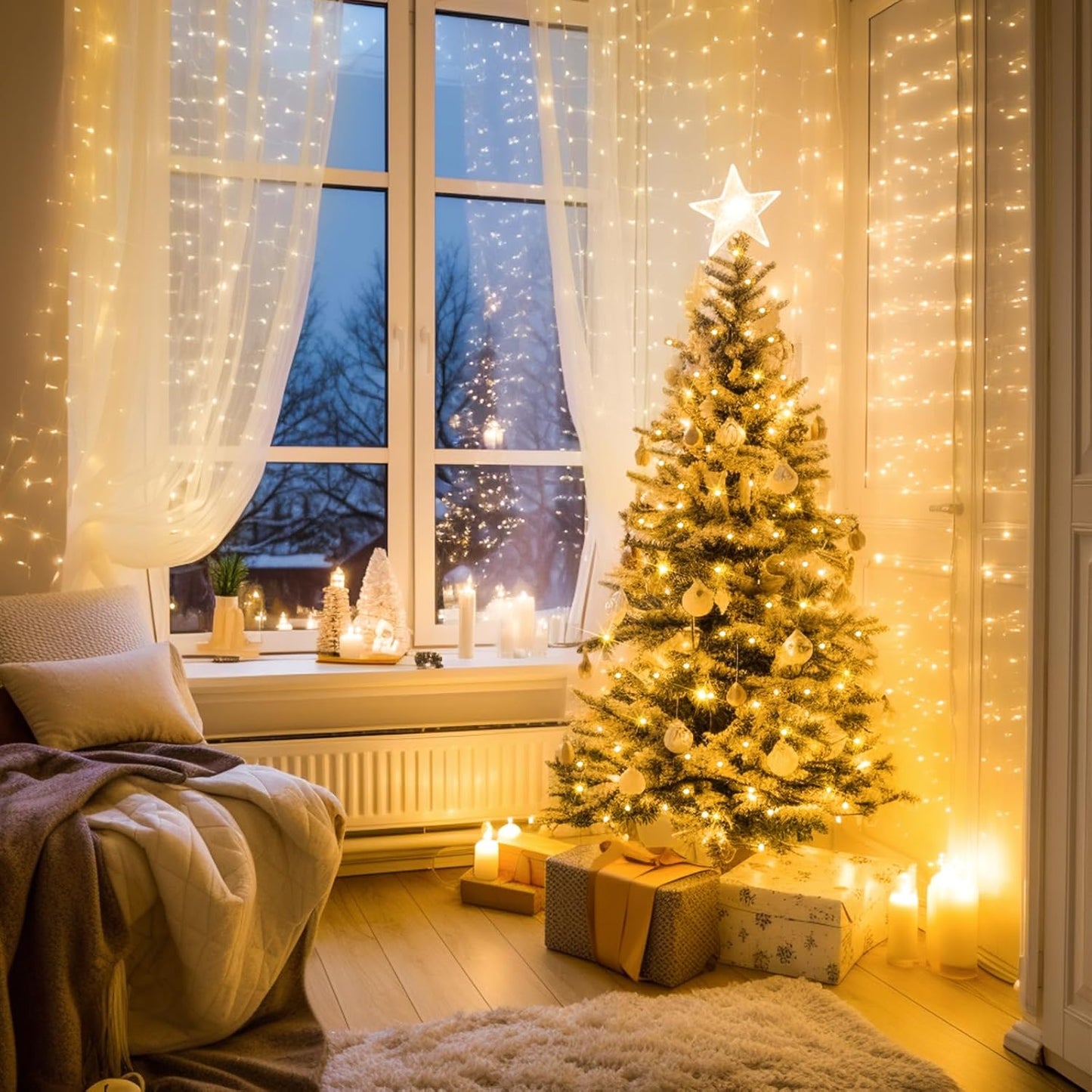 JMEXSUSS 200 LED String Lights Indoor Outdoor Clear Wire, Connectable Warm White Christmas Lights for Bedroom, 66 Ft Twinkle Fairy Classroom Light Plug in for Home Wedding Tree Yard Patio Decor