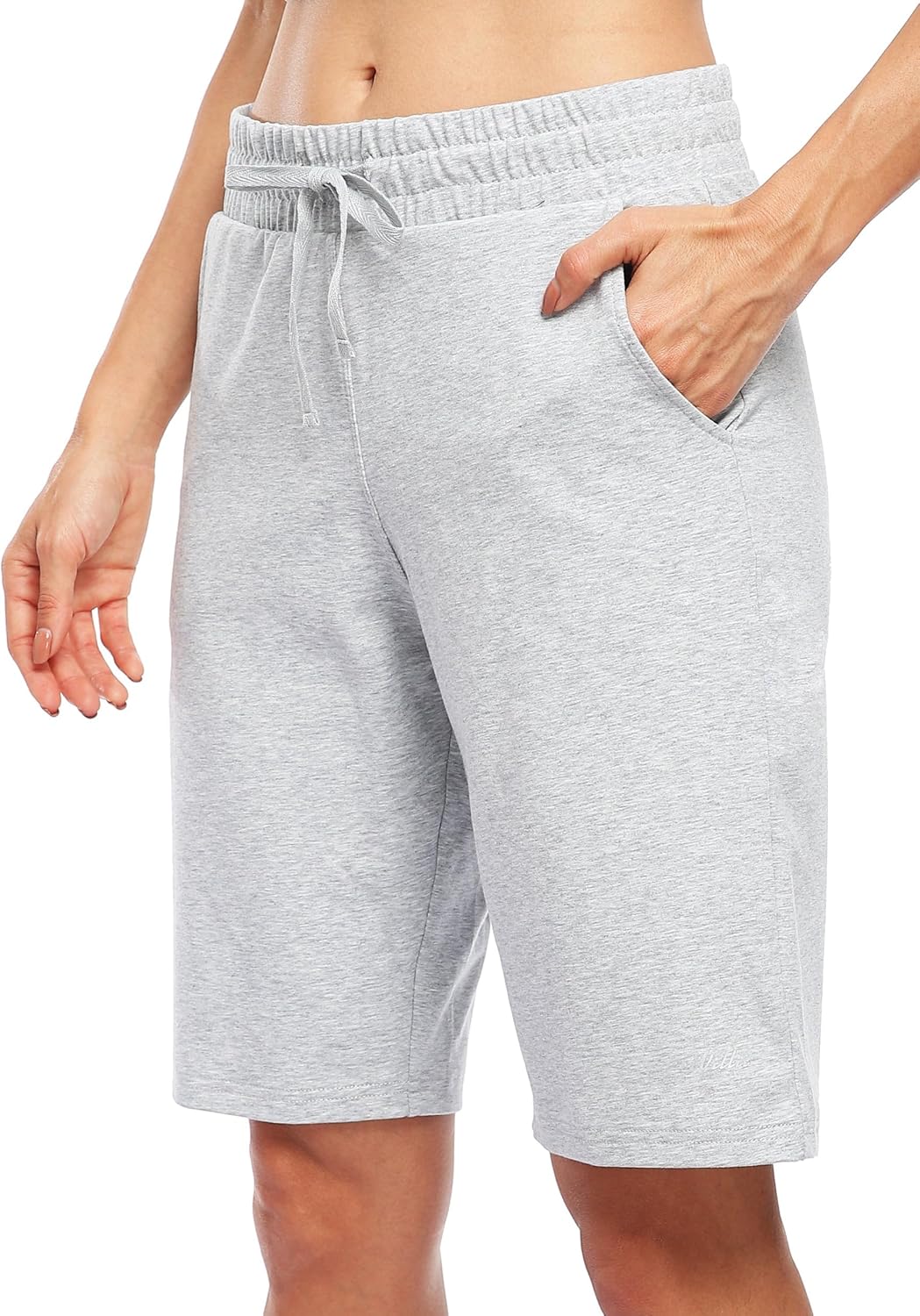 WILLIT Women's Shorts 10" Bermuda Cotton Long Shorts Jersey Athletic Yoga Workout Lounge with Pockets