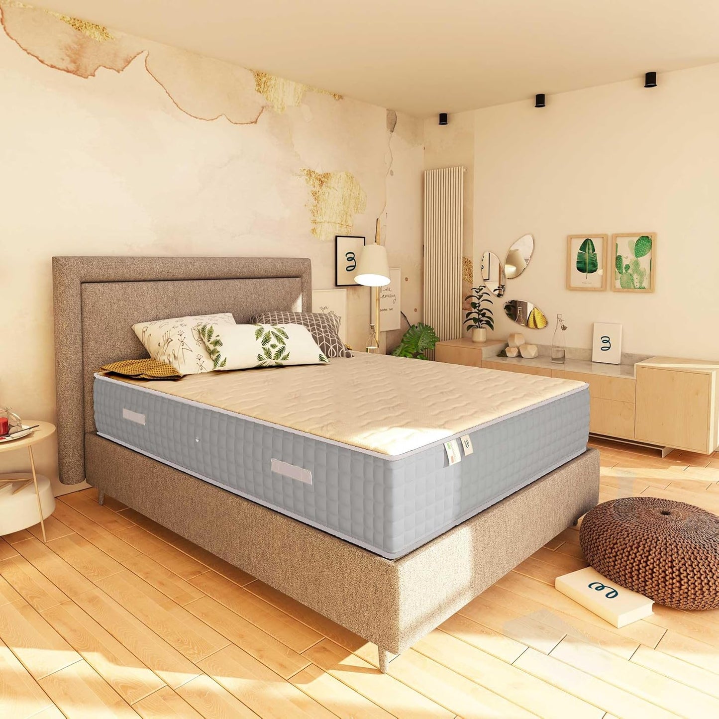 Baldiflex Emporio Luxury Spring and Memory Double Mattress 160 x 190 cm, 800 Springs and 7 cm Memory, Height 29 cm