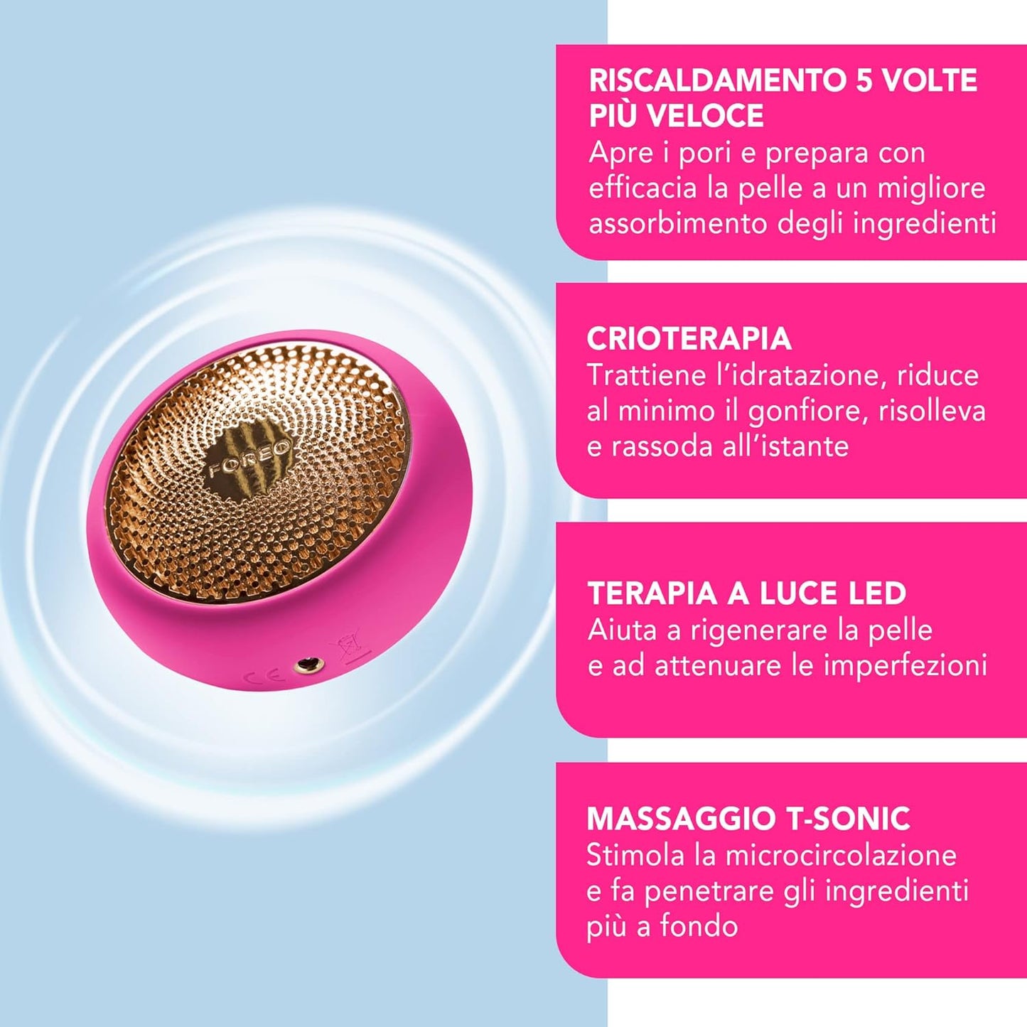 FOREO UFO 2 LED Face Mask Treatment, Full Spectrum LED Face Treatment, Thermotherapy, Cryotherapy, Facial Massager, Best Absorption of Skincare Products, Fuchsia
