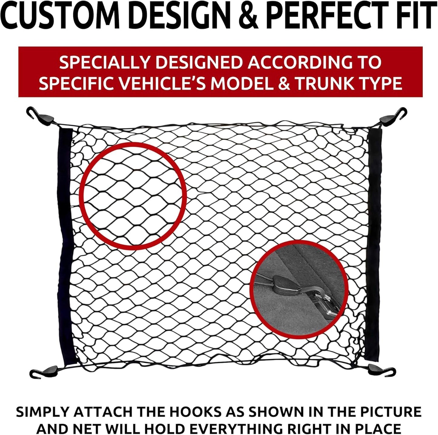 Floor Style Trunk Mesh Cargo Net for Audi Q7 Premium Premium Plus Prestige 2017-2023- Premium Trunk Organizer and Storage - Luggage Net for SUV