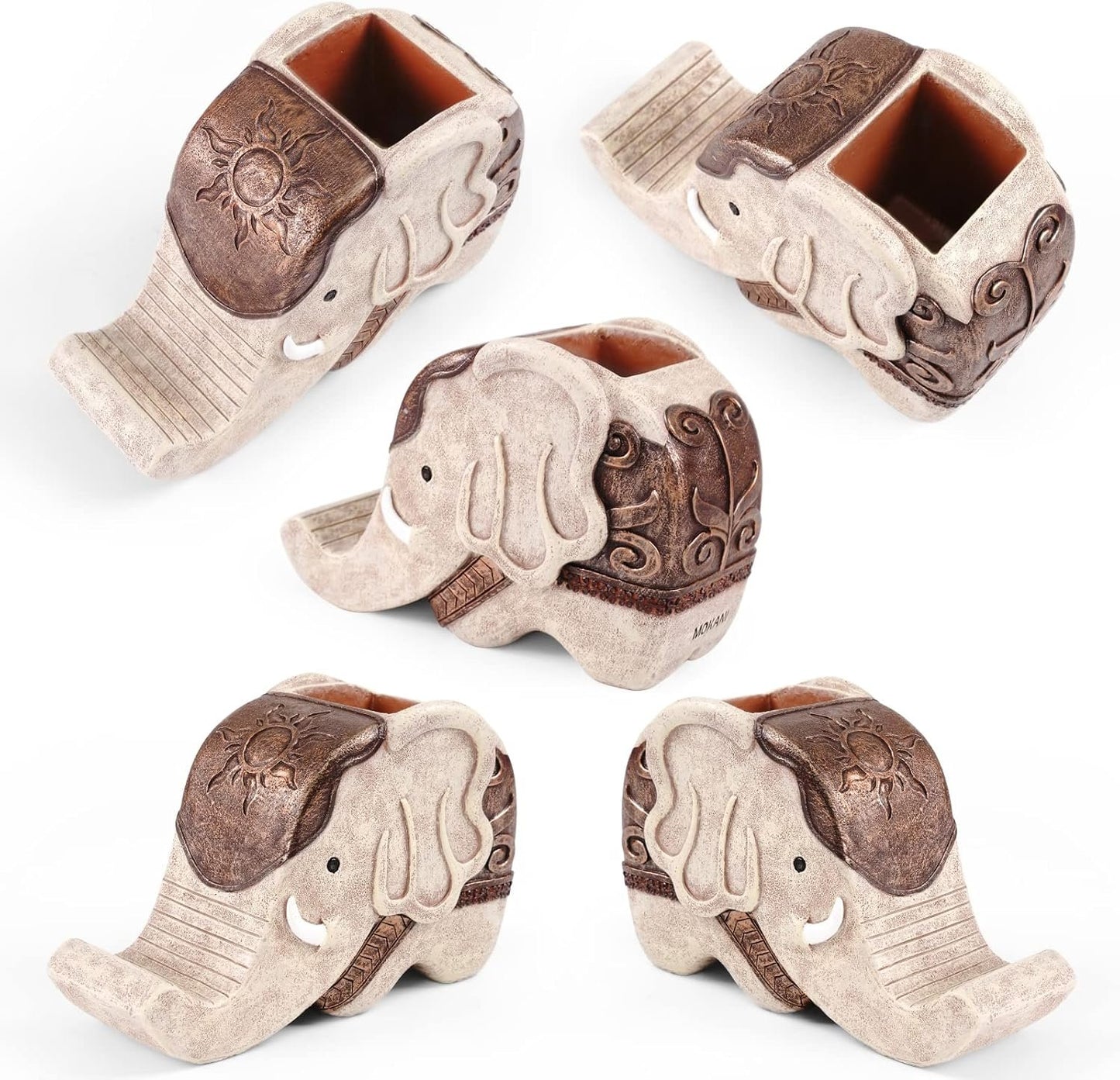 Mokani Elephant Pen Pencil Holder with Cell Phone Stand, Multifunctional Desk Organizer Desk Decor Elephant Gifts for Women Cute Desk Accessories Home Office Decoration Thanksgiving Christmas Gift