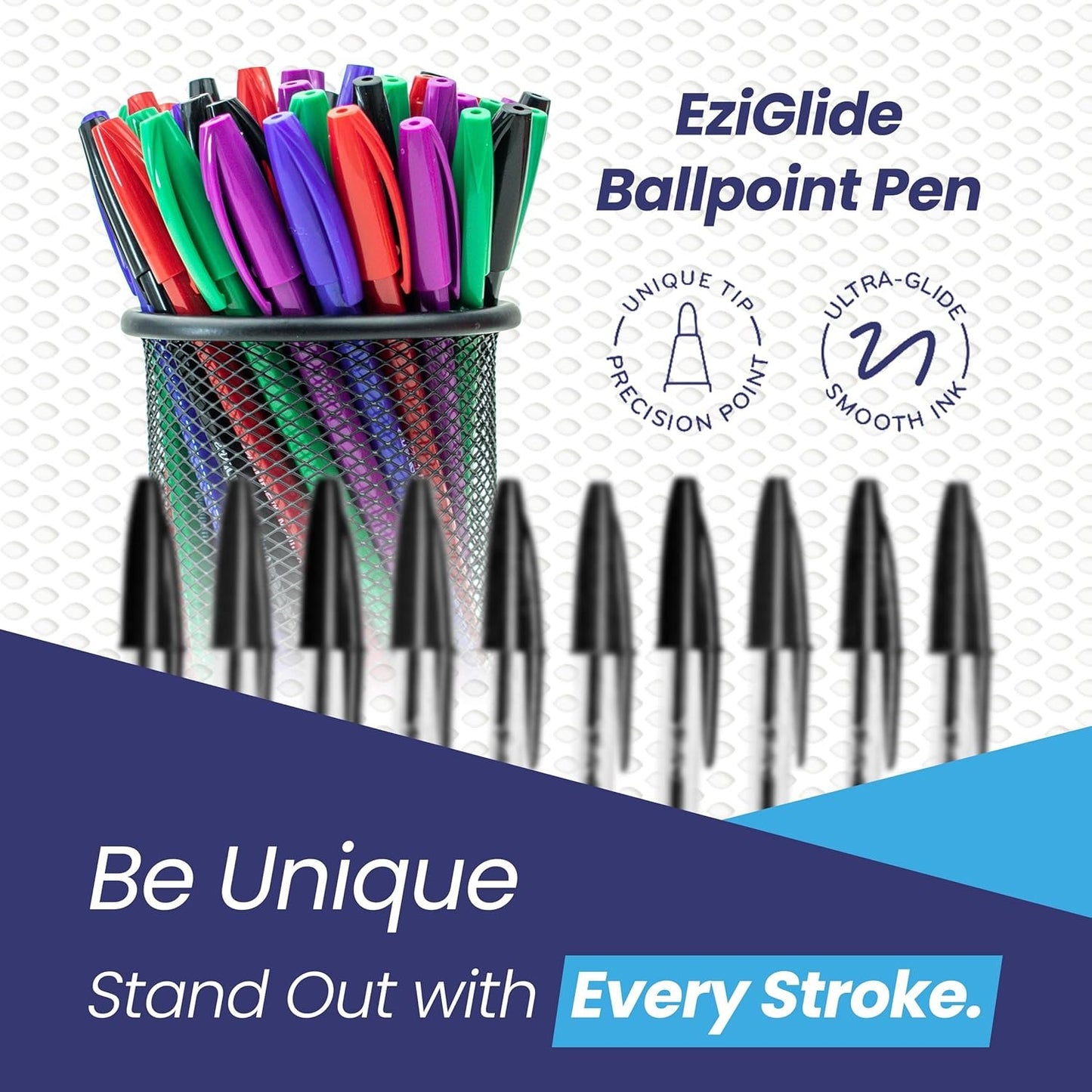 Eziglide Ballpoint Pen Set, 50-Pack Green – Easy Grip & Medium Point (1.0mm) for Ultra-Smooth, Skip-Free Writing & Quick-Dry Ink – Ideal for Office, Work, Exam, School, Home & Stationery Use
