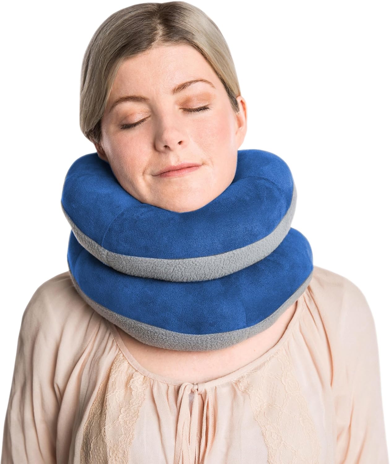 Travelon: Travel Comfort Neck Pillows, Cobalt/Gray, One Size, Deluxe Wrap N' Rest Pillow