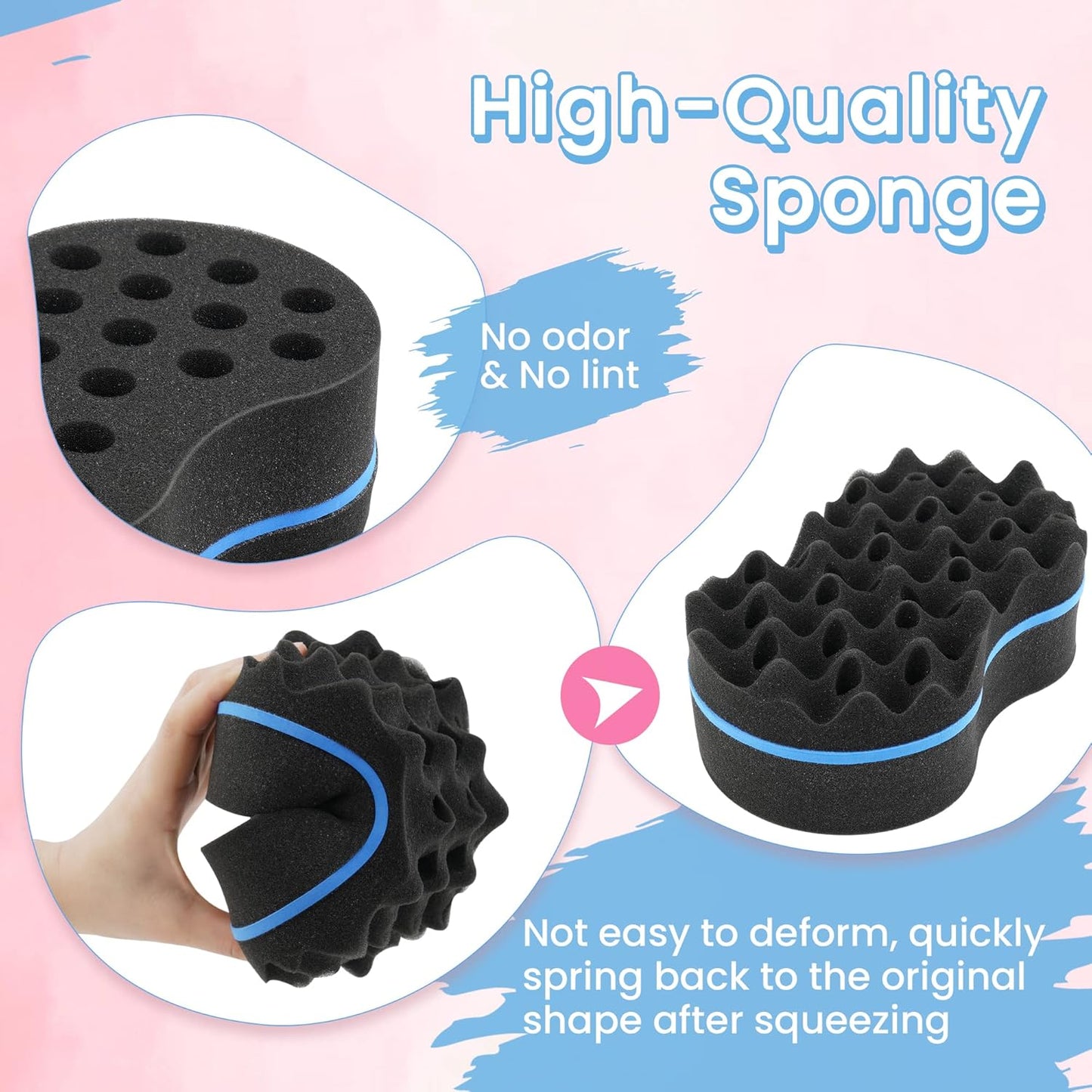Beauty7 Double Side Two in One Magic Twist Hair Sponge Magic Hair Twist Sponges Afro Braid Style Hair Sponge Brush Natural Hair Sponge Barber Styling Comb Locking Afro Coil Comb Care Hair Styling Tool