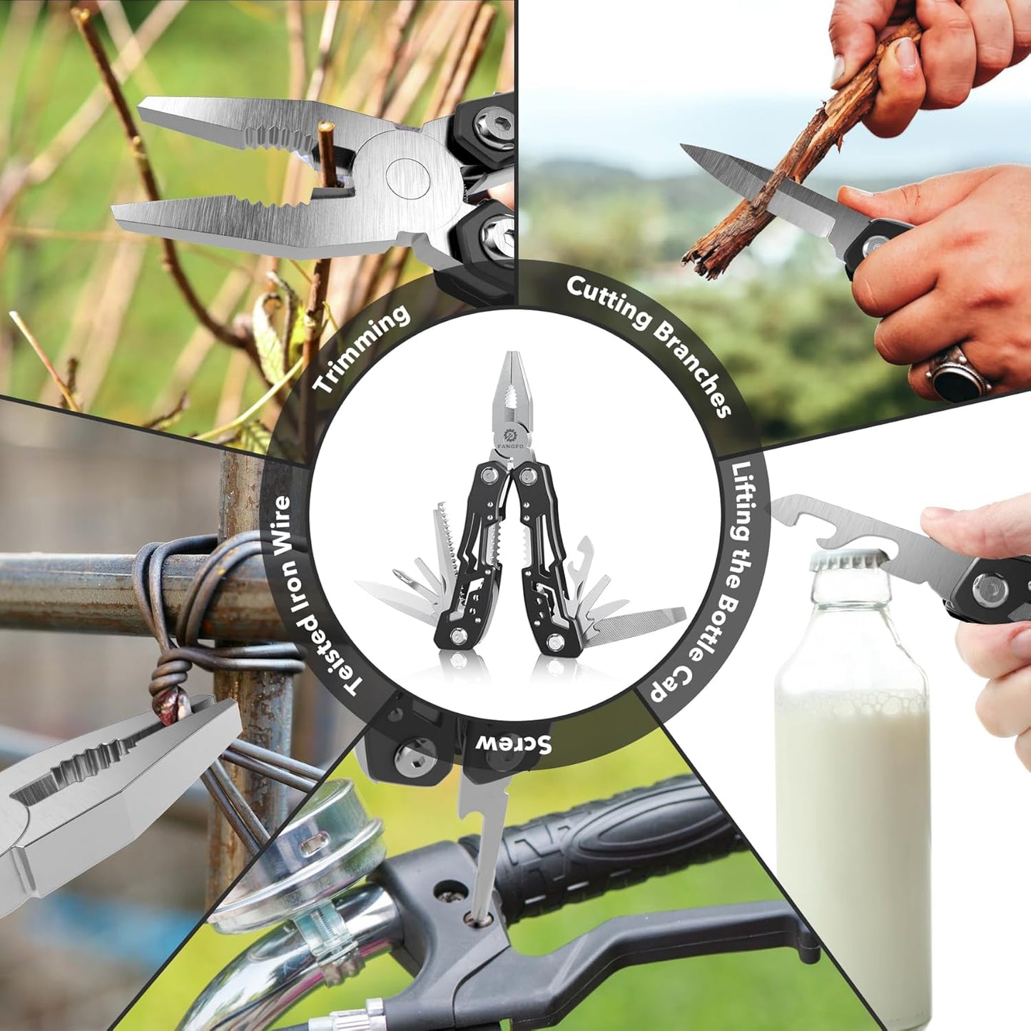 14-In-1 Multitool with Safety Locking, Professional Stainless Steel Multitool Pliers Pocket Knife, Bottle Opener, Screwdriver with Nylon Sheath ,Apply to Survival,Camping, Hunting and Hiking