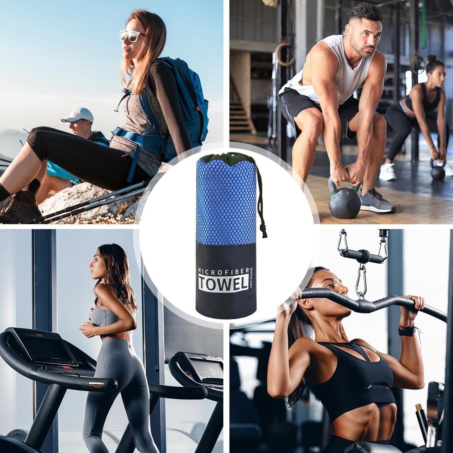 Microfiber Sports Towel, Travel Bath Cloth, Portable Quick Dry Super Absorbent Lightweight Gym Sweat Wipes Soft Workout Gear for Body, 15.75x31.5 Inches