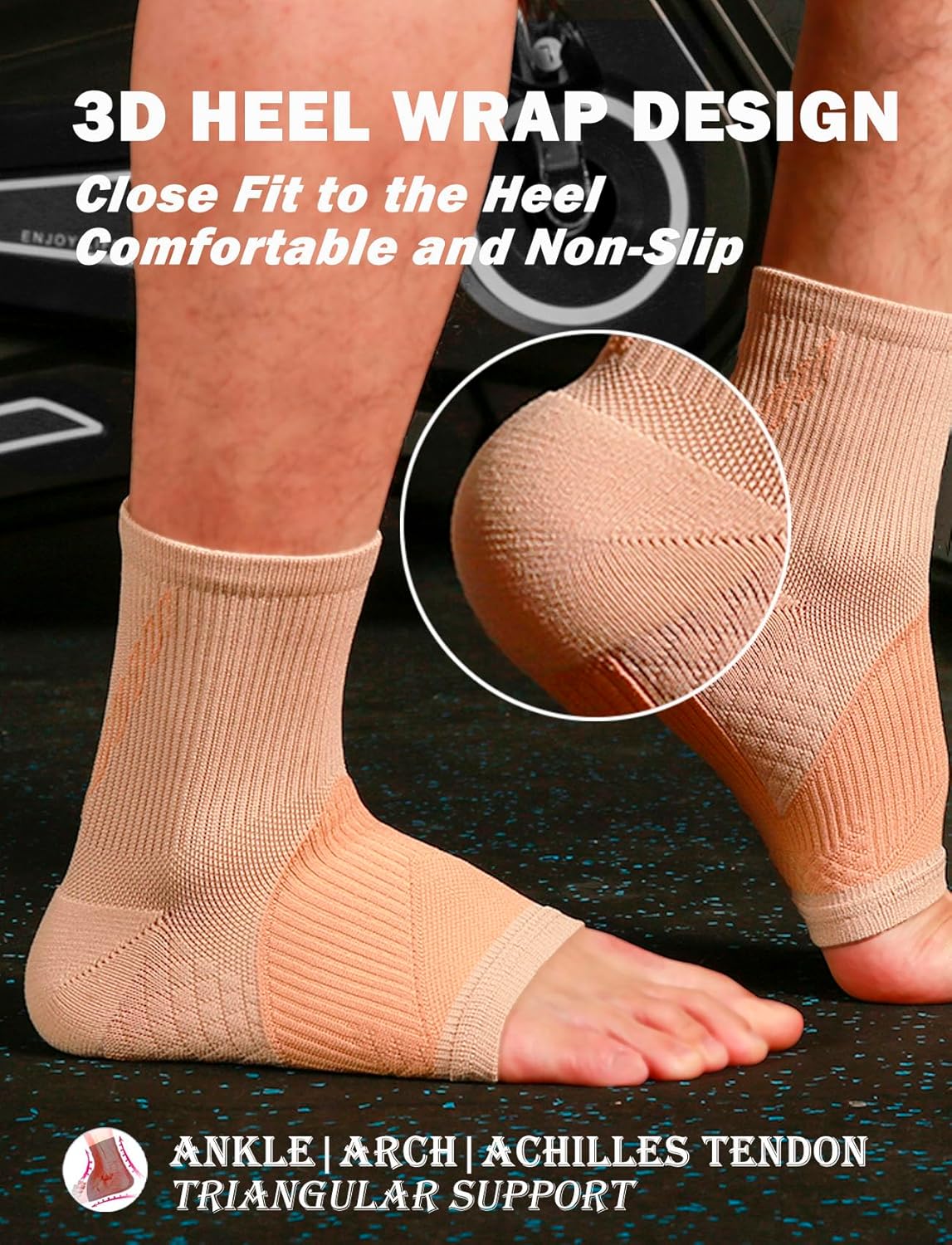 Rolxmed Peripheral Neuropathy Socks Ankle Compression Sleeves for Plantar Fasciitis Nerve Pain Relief Support Sock Elastic Brace for Women Men (4, Black, L)