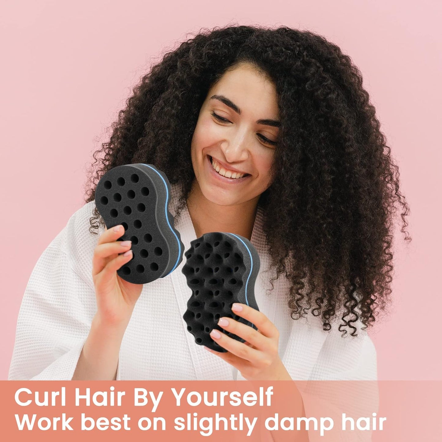 Beauty7 Double Side Two in One Magic Twist Hair Sponge Magic Hair Twist Sponges Afro Braid Style Hair Sponge Brush Natural Hair Sponge Barber Styling Comb Locking Afro Coil Comb Care Hair Styling Tool