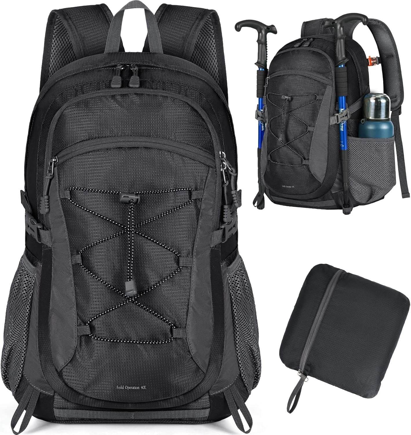 40L Hiking Backpacks, Packable Travel Backpack, Water Resistant Lightweight Foldable Daypack for Outdoor Hiking Climbing