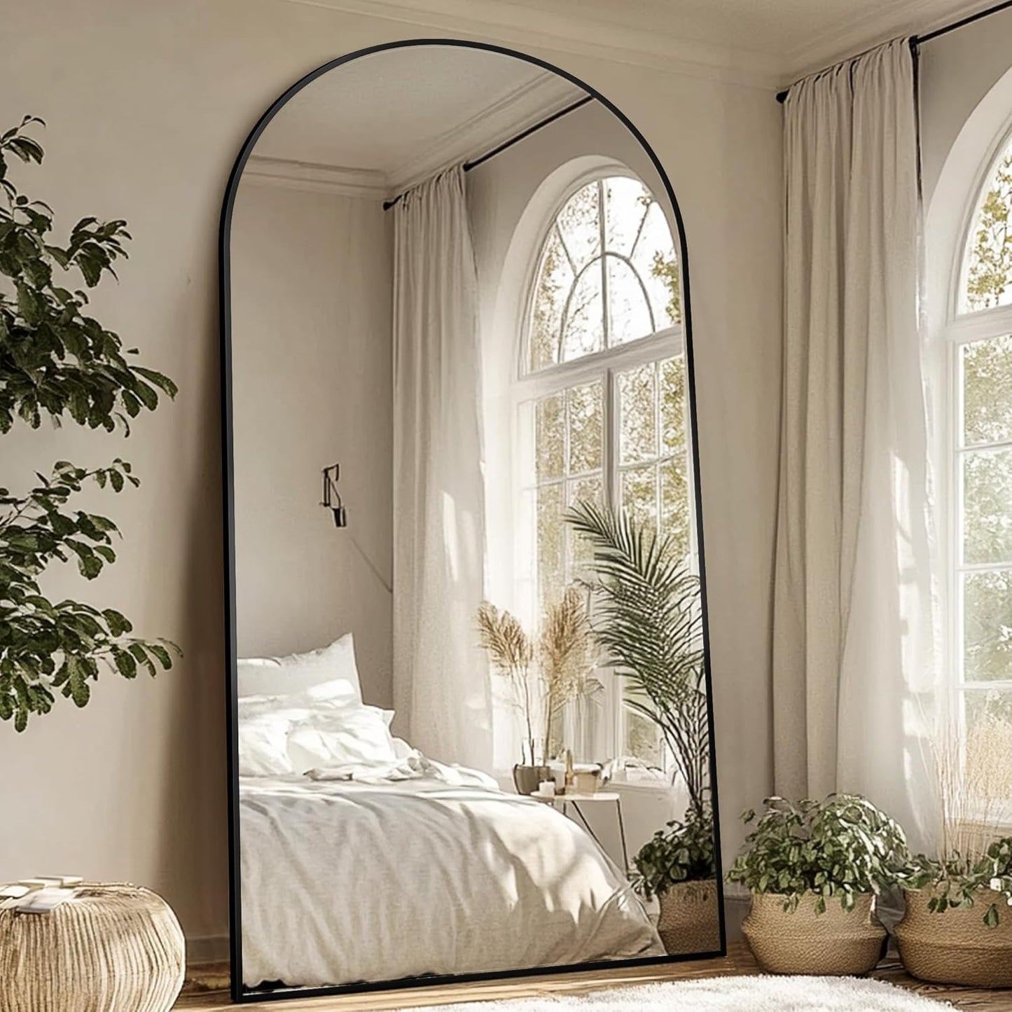 Antok Full Length Mirror, 44"x88" Oversized Floor Mirror for Bedroom, Living Room Cloakroom, Black