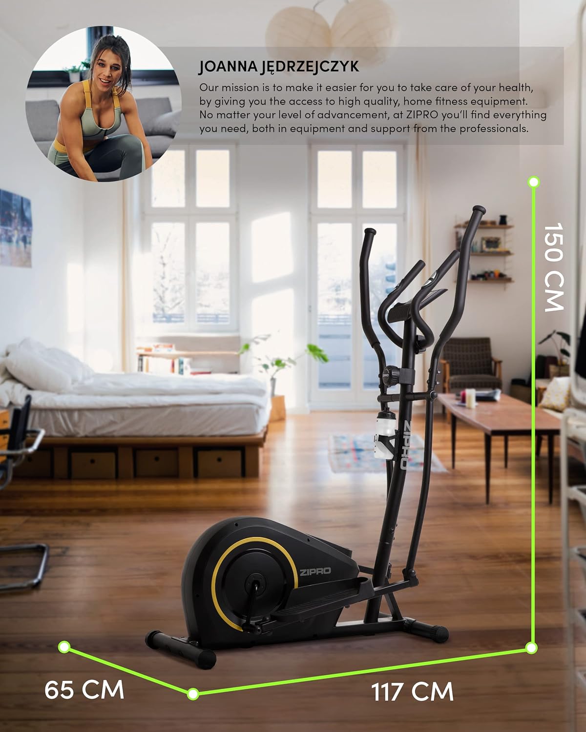 Zipro Burn Crosstrainer Elliptical Up to 120 kg Cardio Home Cardio Machine Elliptical Exercise Bike 8 Resistance Levels