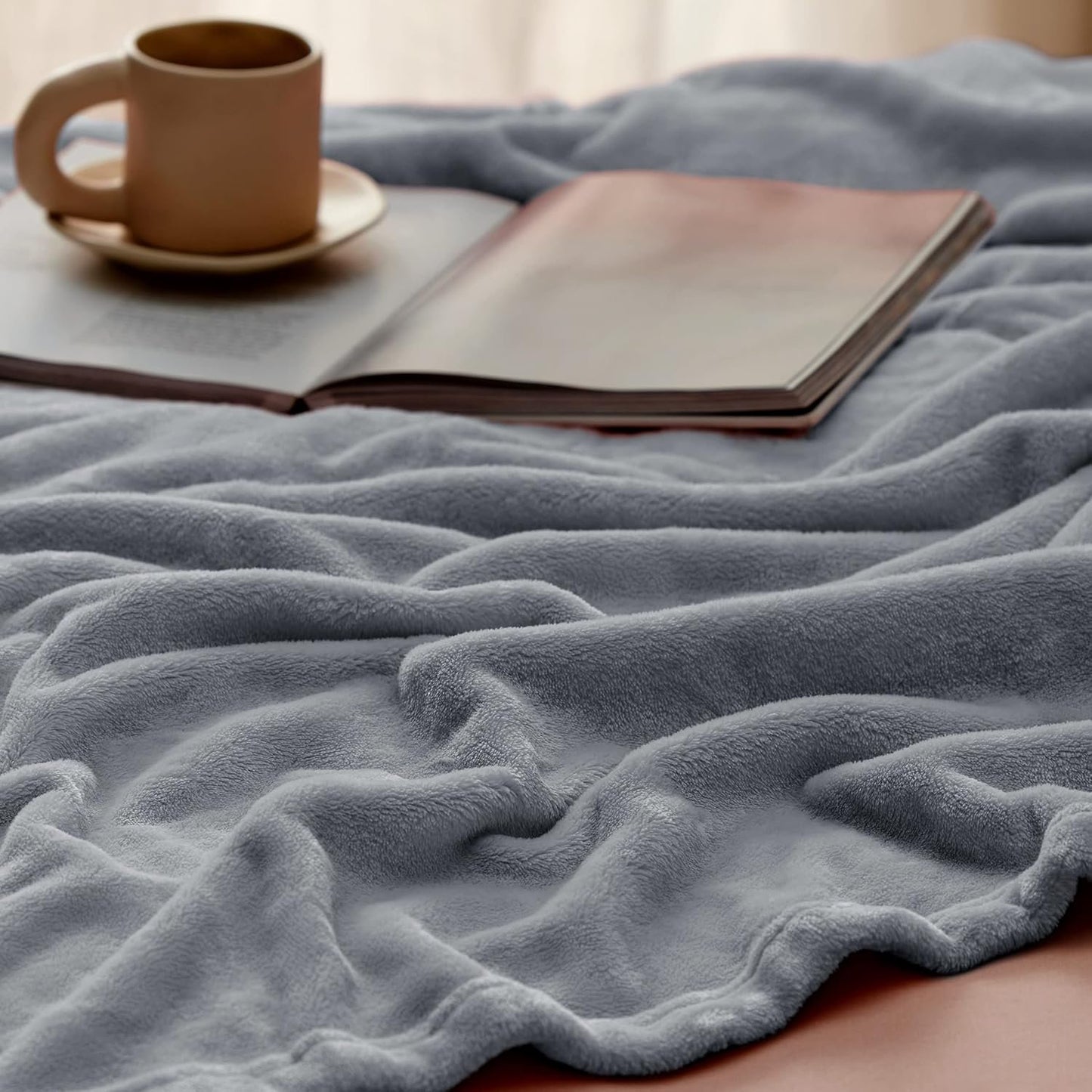 Bedsure Throw Blankets for Couch - Fleece Cozy Soft Blanket for Sofa, Lightweight Fuzzy Flannel Women Throw Gifts for All Seasons, Grey, 50x60 inches