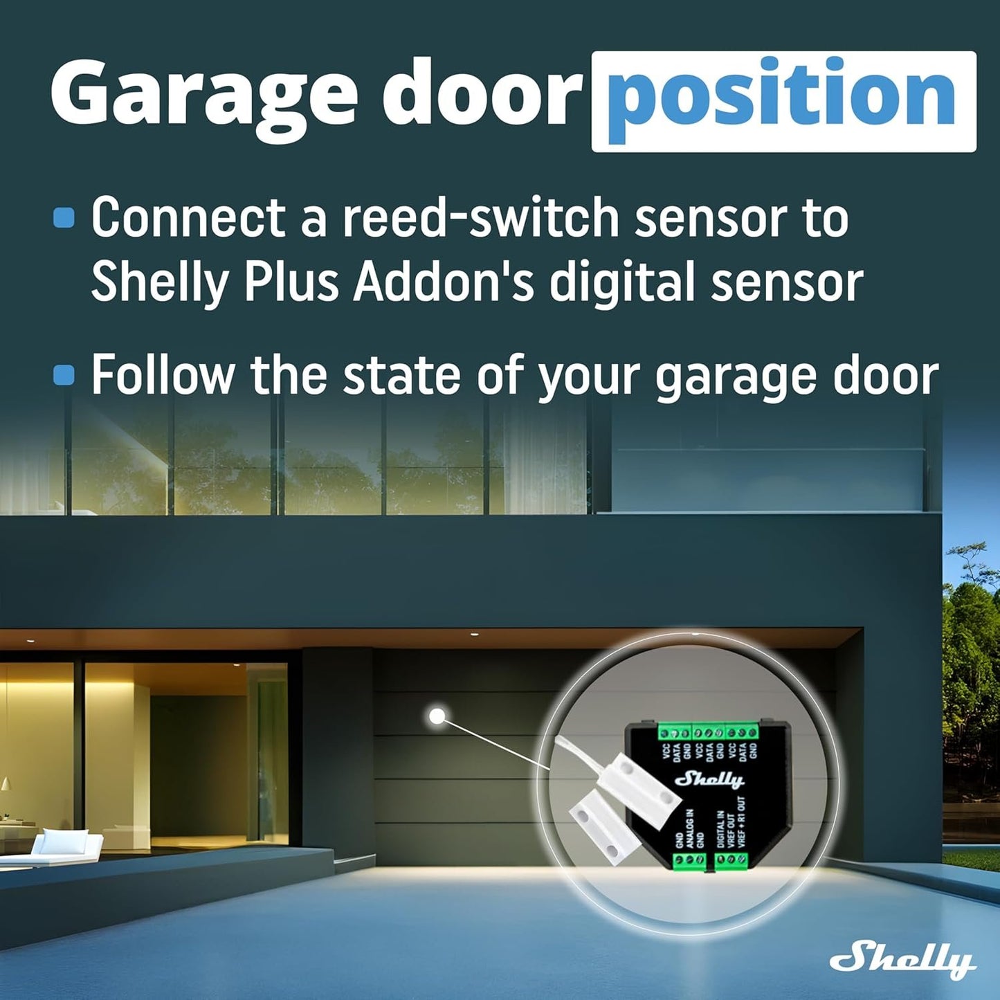 Shelly Plus Add-On, Smart Home Interface Plus Relay, Digital Control via WLAN & App, WiFi Home Automation, 3.3 V, Applicable to DS18B20 & DHT22 Sensors