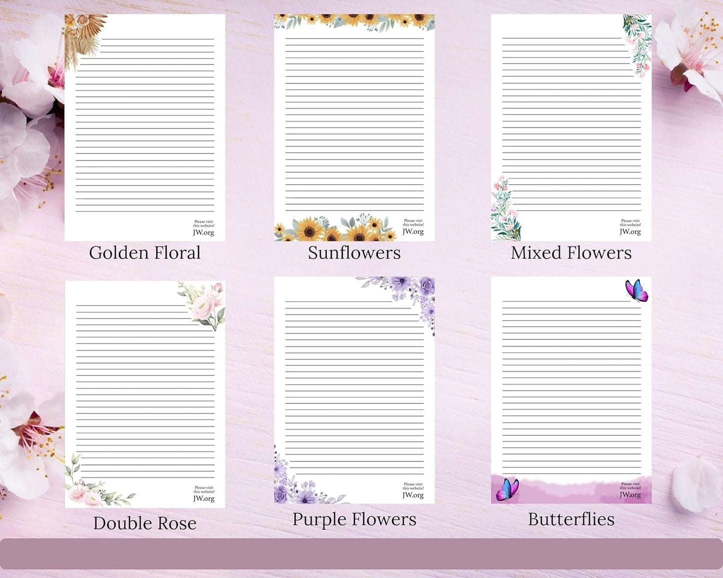 JW Letter Writing A4 Pad Stationery Paper Lined Gift Notepad Writing Sheets (Green Leaves)