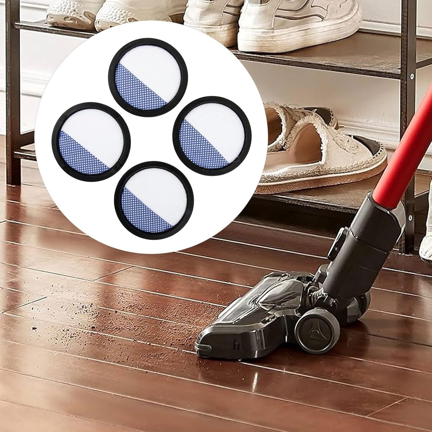 Per Eureka Cleaning Solution Essential, confezione da quattro filtri a rete efficienti, progettati per adattarsi a modelli specifici come NE180
