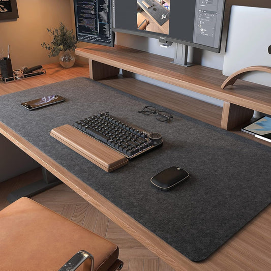 DAWNTREES Large Mouse Pad,100x40cm,Dark Grey Felt Mouse Pad,Desk Organizers and Accessories,Extra Large Desk Mat, Keyboard Mat
