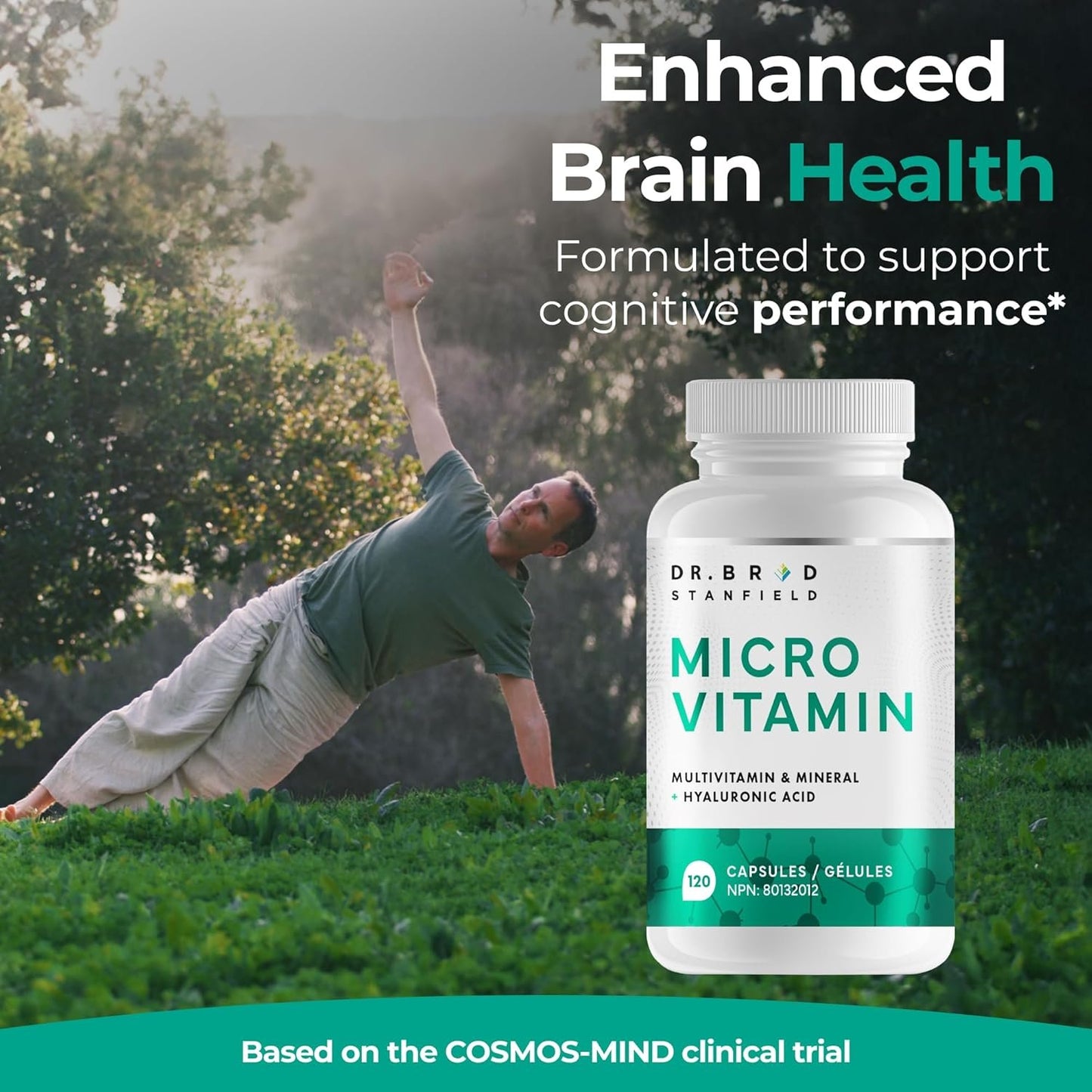 Dr Brad Daily Low Dose MultiVitamin & Mineral for Men & Women to Support Cognitive Performance & Memory + Hyaluronic Acid for Skin Health + TMG for Exercise (120 Count)