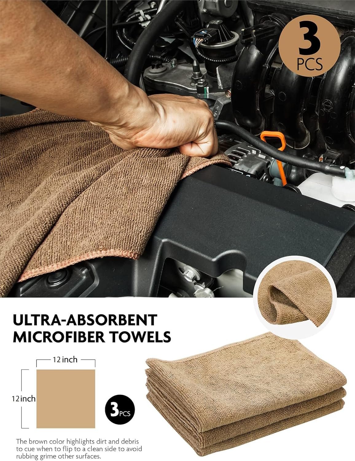 11PCS Car Interior Cleaning Dust Brush Detailing Set, Microfiber Cloth & Applicator, Single-Head Detailing Brushes, Natural Bristles, Scratch-Free & Ultra-Soft for Seats Leather Care or Cleaning