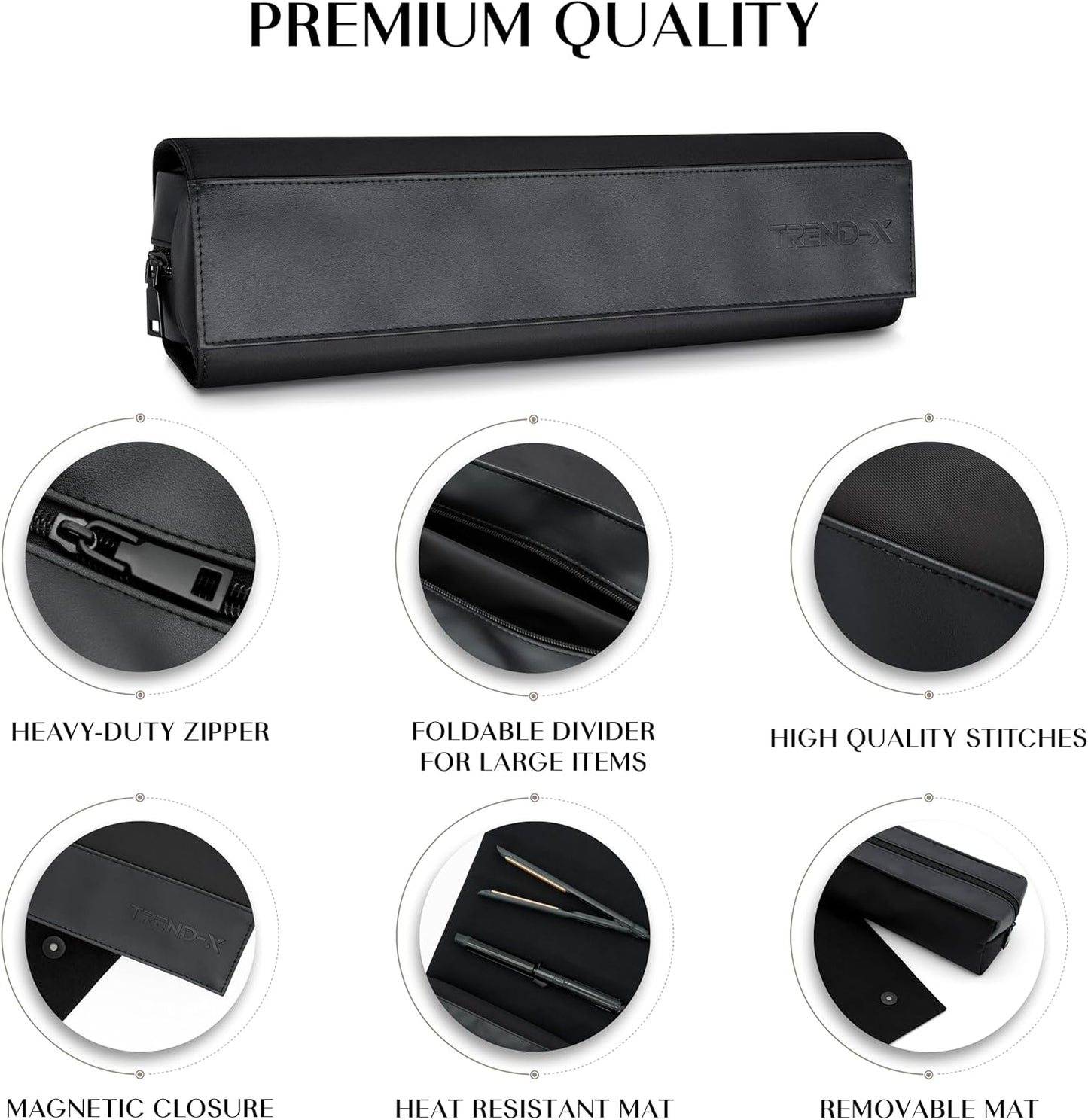 TREND-X Hair Styling Tools Storage with Heat-Resistant Mat – Stylist Organizer for Flat & Curling Irons, Straighteners, Hot Brushes, and Haircare Accessories (Irons Not Included)