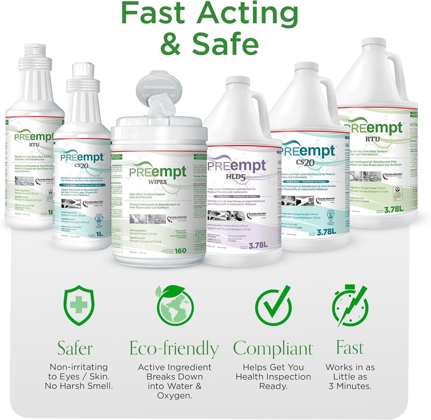 PREempt Ready-To-Use One Step Disinfectant Cleaner - All Purpose Disinfectant for Salons, Spas, Clinics, Studios - 1L (1 Bottle)