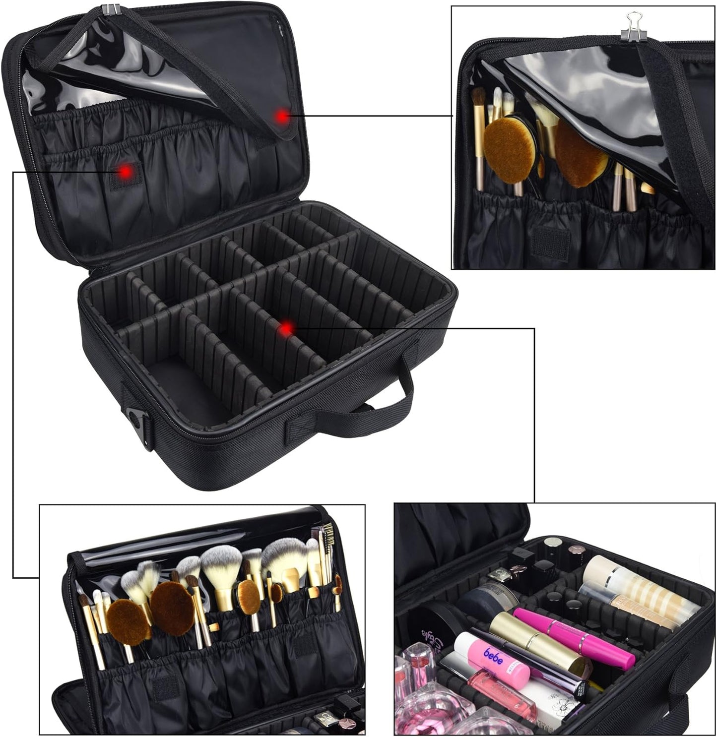 DCCN Beauty Case, Portable Travel Makeup Bag, Large Capacity Bag