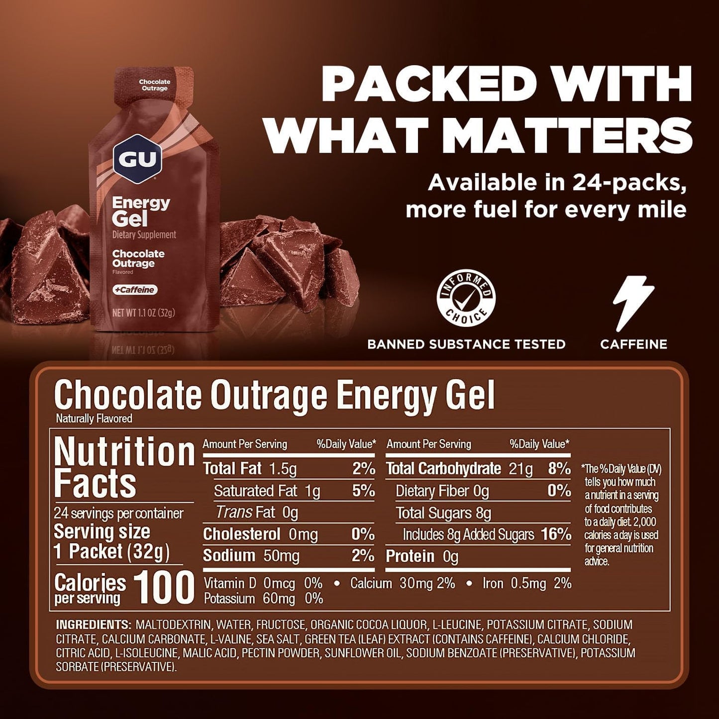 GU Energy - Energy Gels - Chocolate Outrage (with caffeine)
