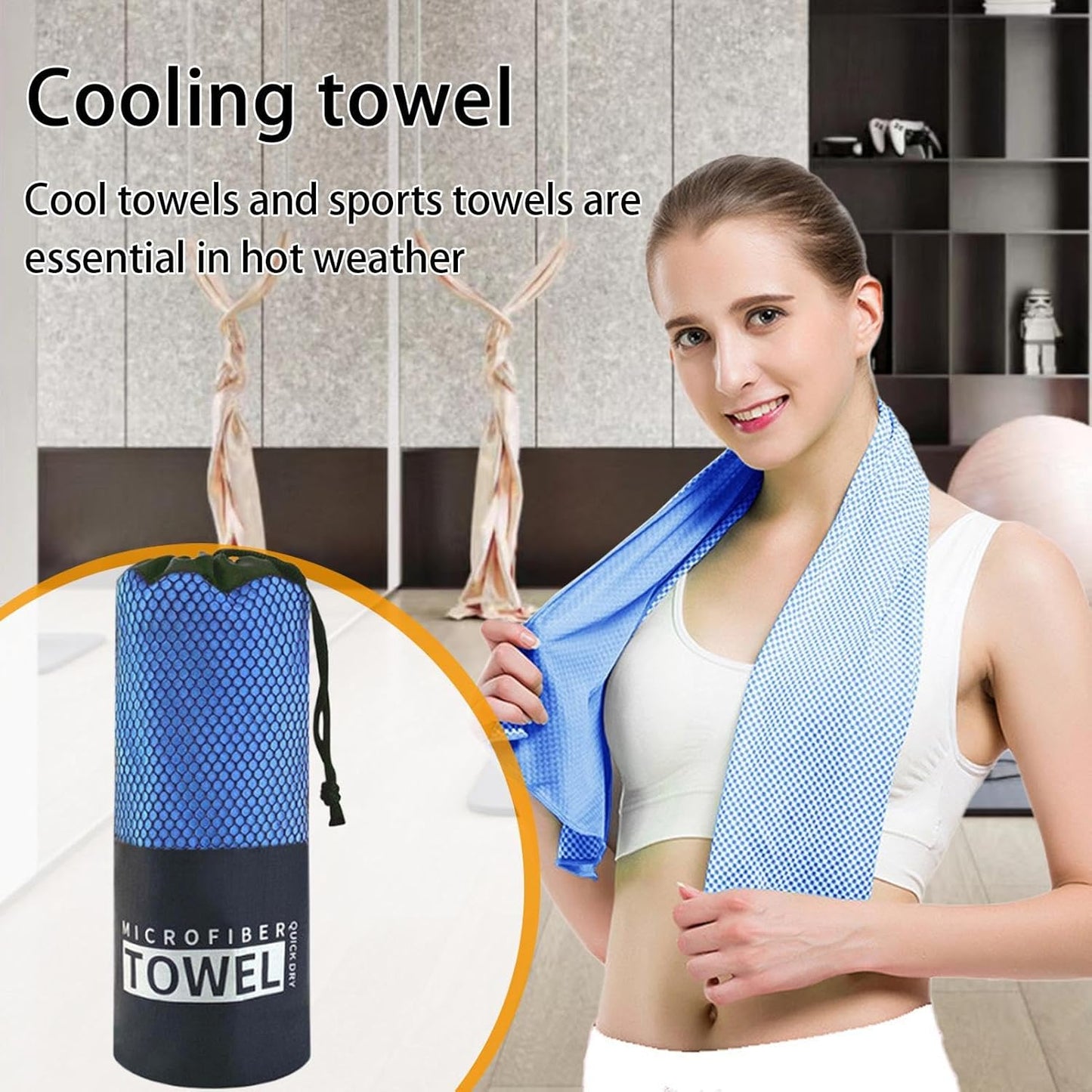 Microfiber Sports Towel, Travel Bath Cloth, Portable Quick Dry Super Absorbent Lightweight Gym Sweat Wipes Soft Workout Gear for Body, 15.75x31.5 Inches