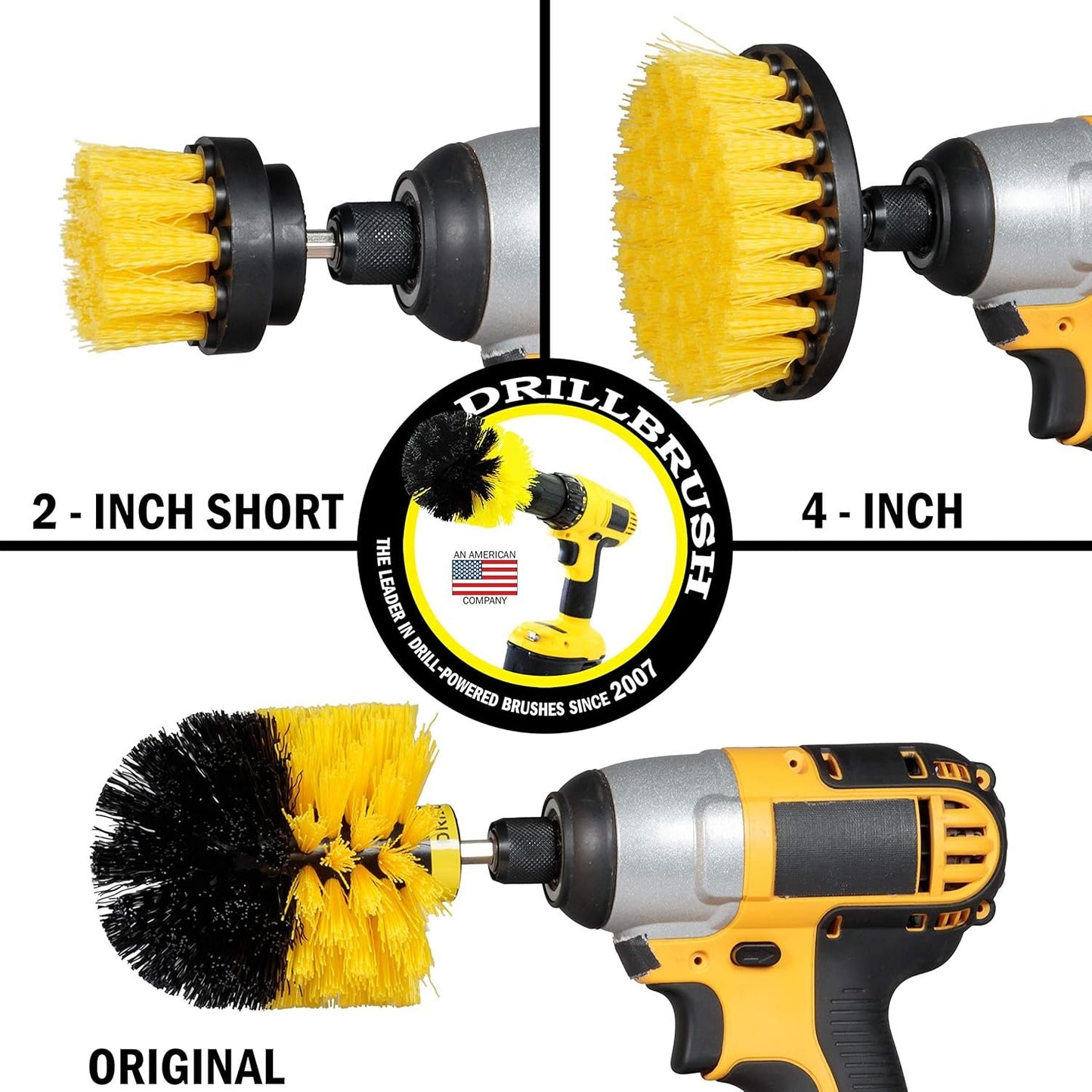 Drill Brush Attachment Set – Household Cleaning Brushes for Bathroom Surfaces Tub, Shower, Tile and Grout All Purpose Power Scrubber Cleaning Kit – Shower Grout Cleaner Drill Brushes Set by Drillbrush