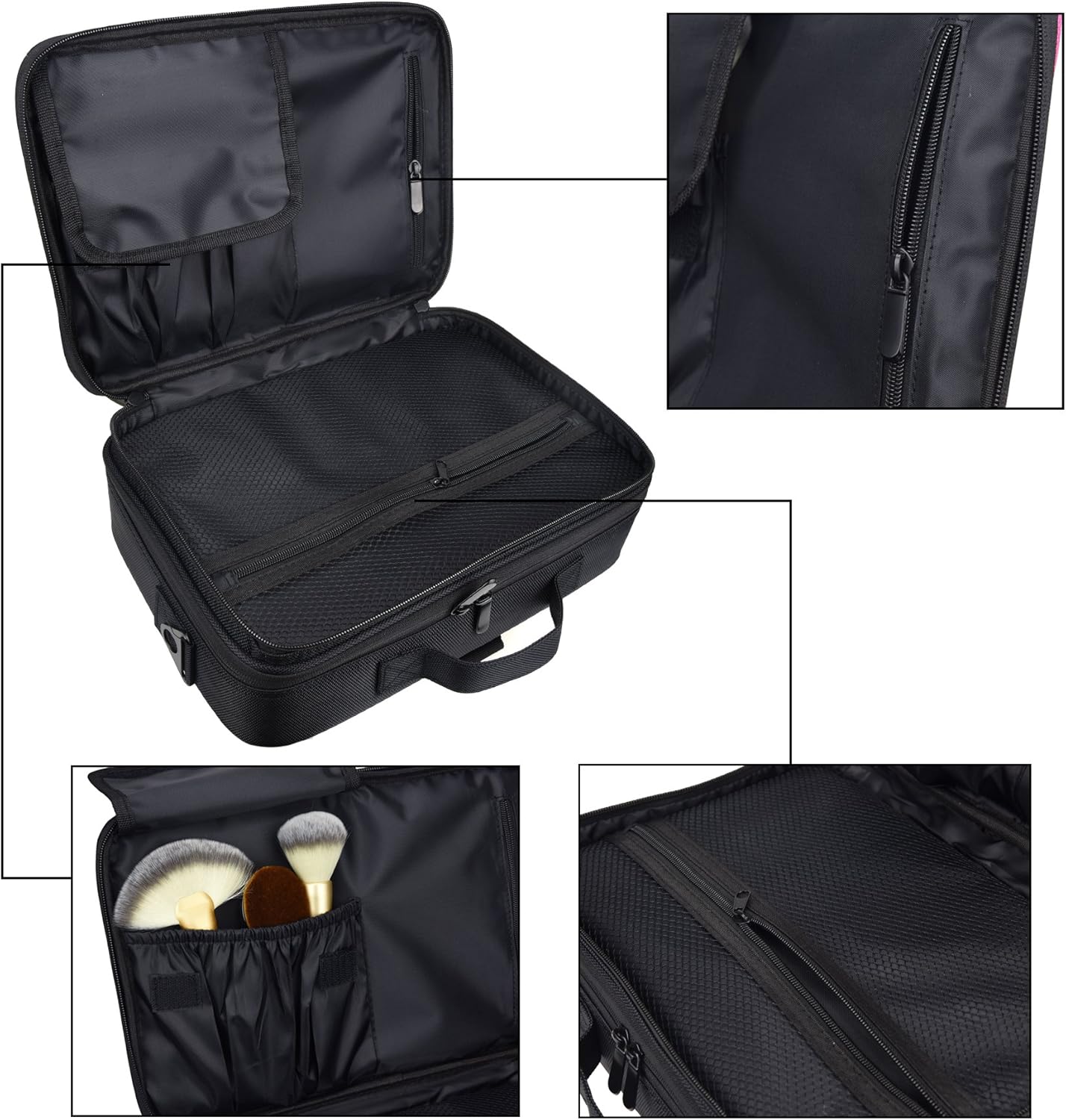 DCCN Beauty Case, Portable Travel Makeup Bag, Large Capacity Bag