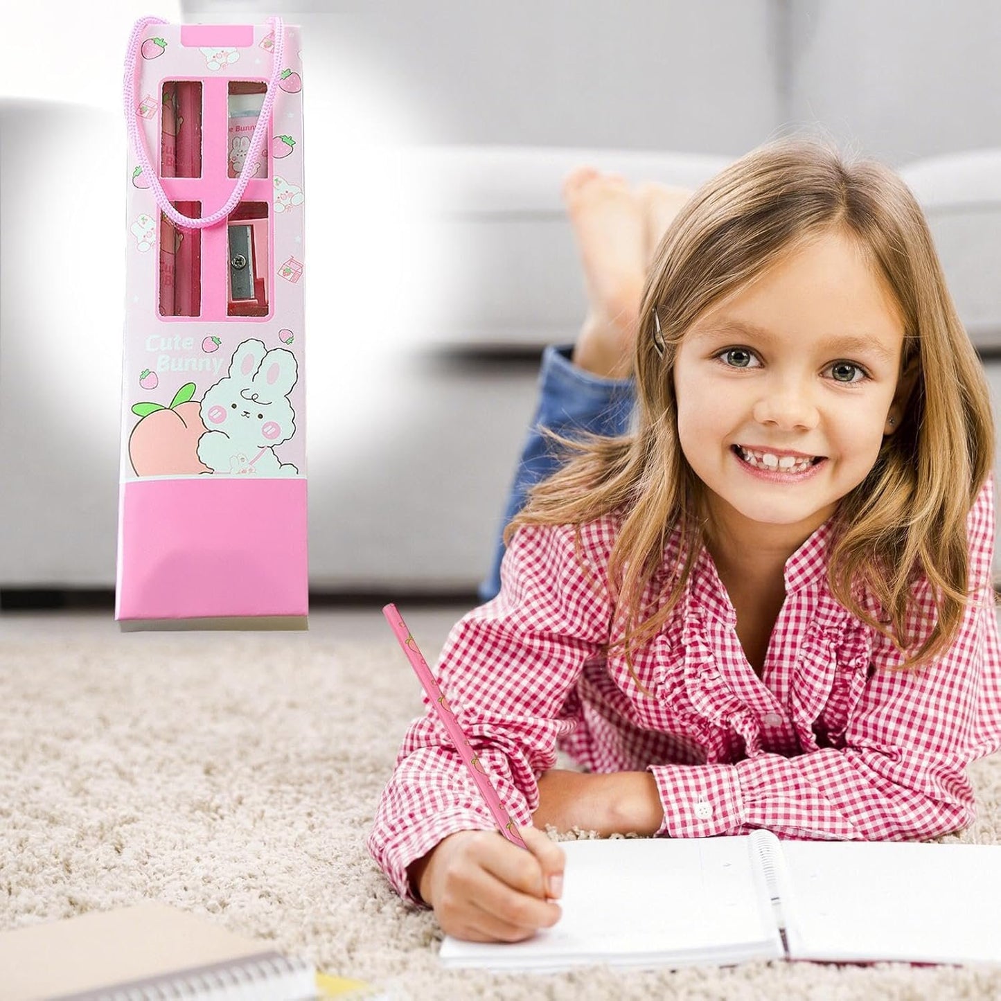 Krujecnt Stationery Writing Set, School-Ready 5 Cute Stationery Kit, Prize Stationery Kit With Notebooks, Signature Pens, Pencils, Erasers, Rulers for Kids