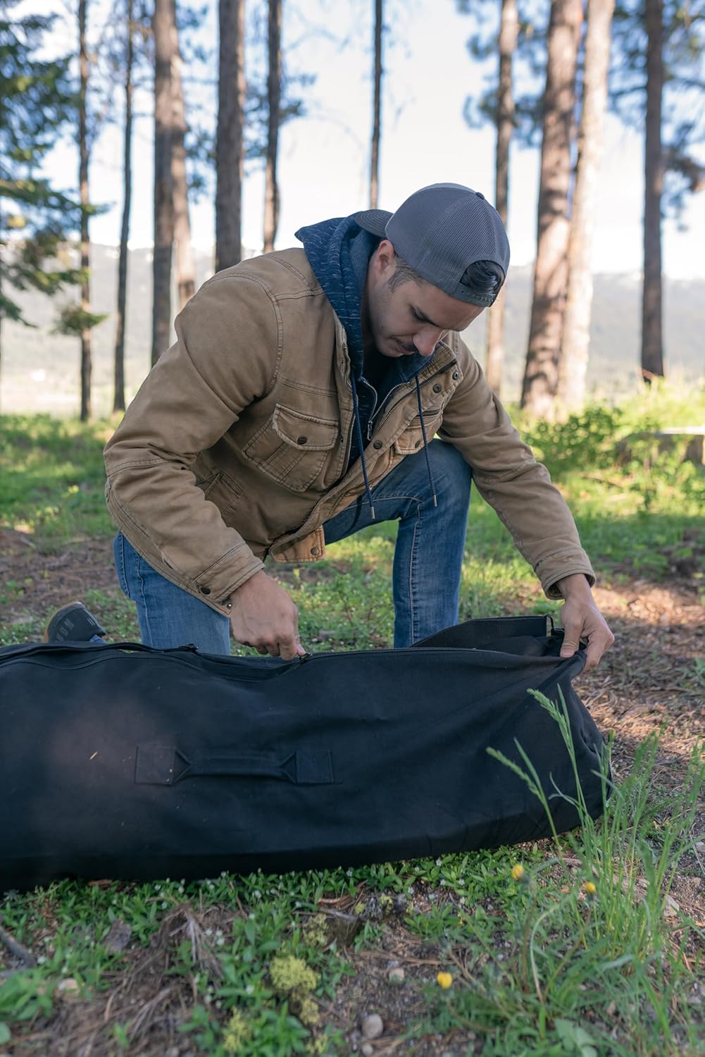 Deluxe Duffel Bag w/Zipper, Black - 42"X15"X15"