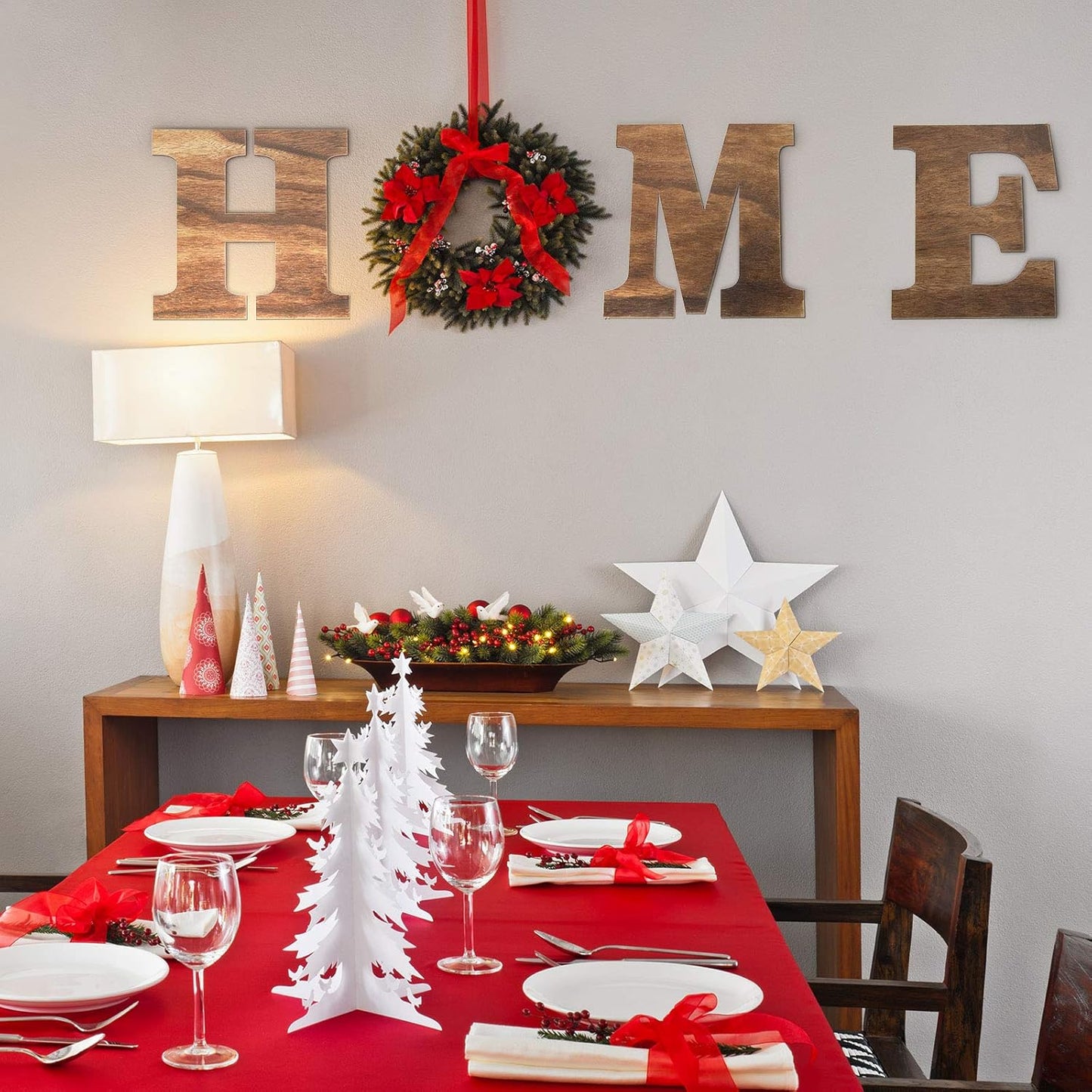 Jetec 4 Pieces 12 Inch Home Sign Wooden Home Letters Wall Hanging Large Decor for Living Room, Farmhouse(Brown)