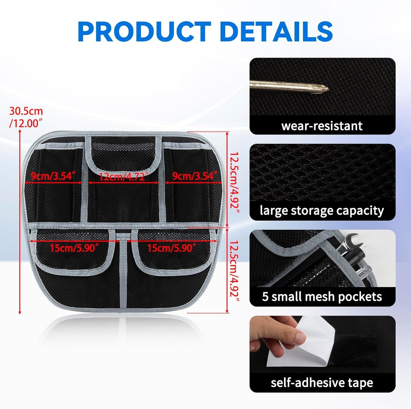 PSLER Front Trunk Lid Storage Bag for Spyder F3 F3S F3T F3L 2015-2024, F3 Accessories Luggage Storage Bag Mesh Pocket Bag for Spyder F3 F3S F3T F3L