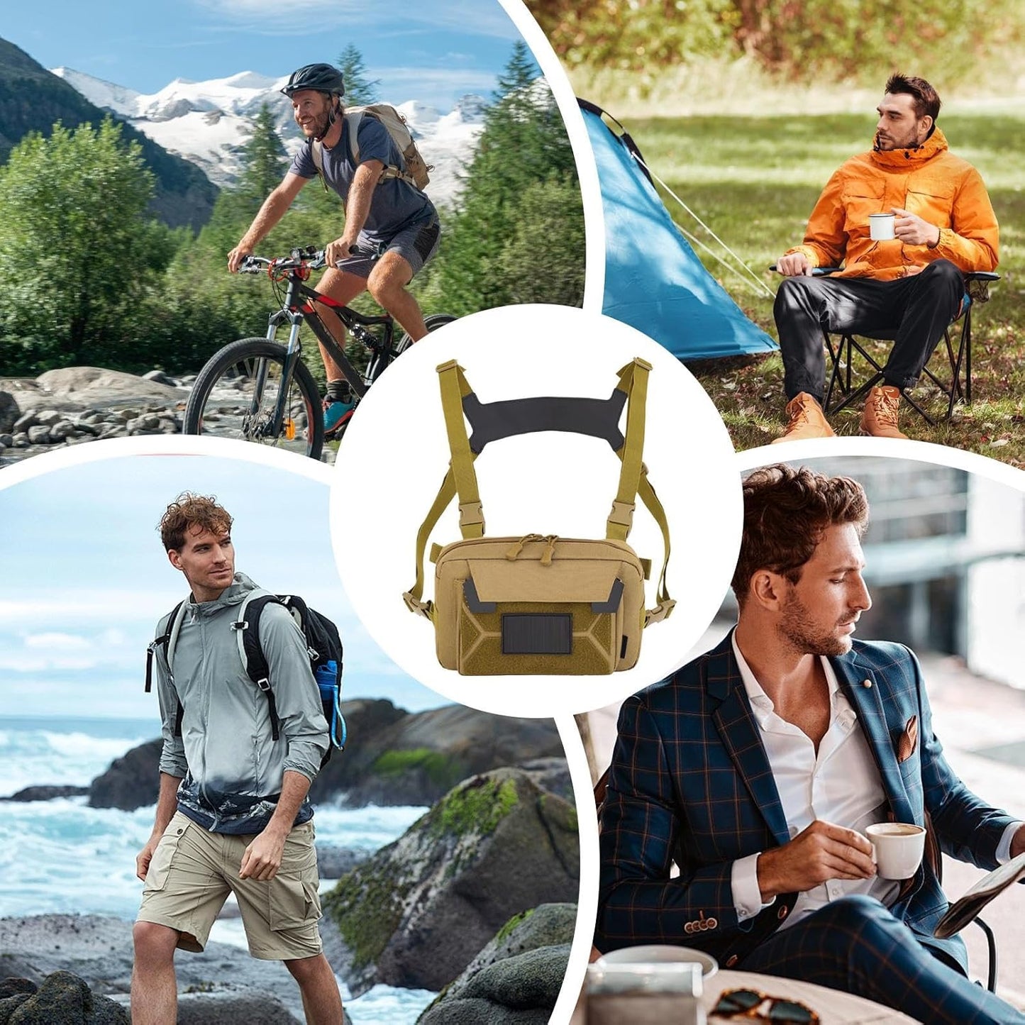 Gitekain Chest Bag, Waistcoat Backpack, Portable Waterproof Design, Shockproof Outdoor Gear, Ideal for Travel, Sports, Camping, Hiking, and Daily Adventure, 5.7x9.8 inches