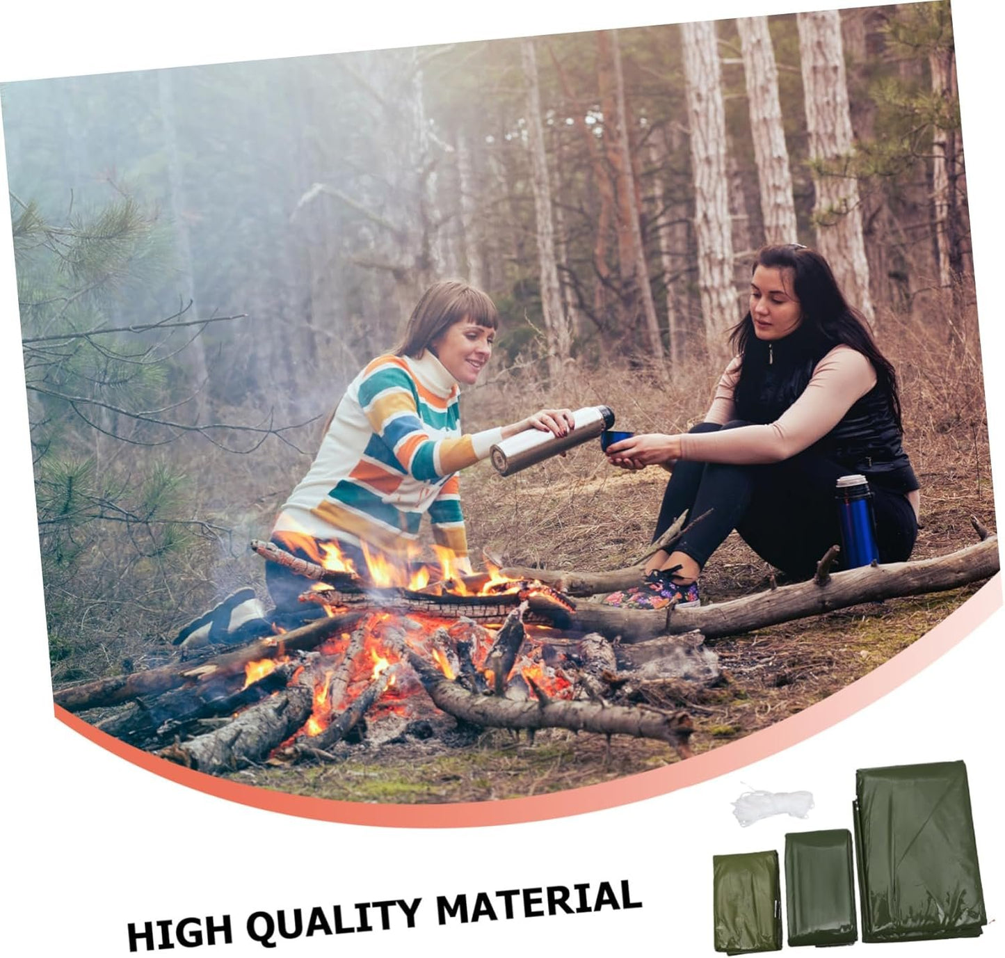 2pcs Emergency Tent Set Tents Sleep Sack Sleeping Bag Survival Sleeping Sack Emergency Sleeping Sack Camping Tent Warm Blanket Life-Saving Travel Pe Tear-Resistant Material